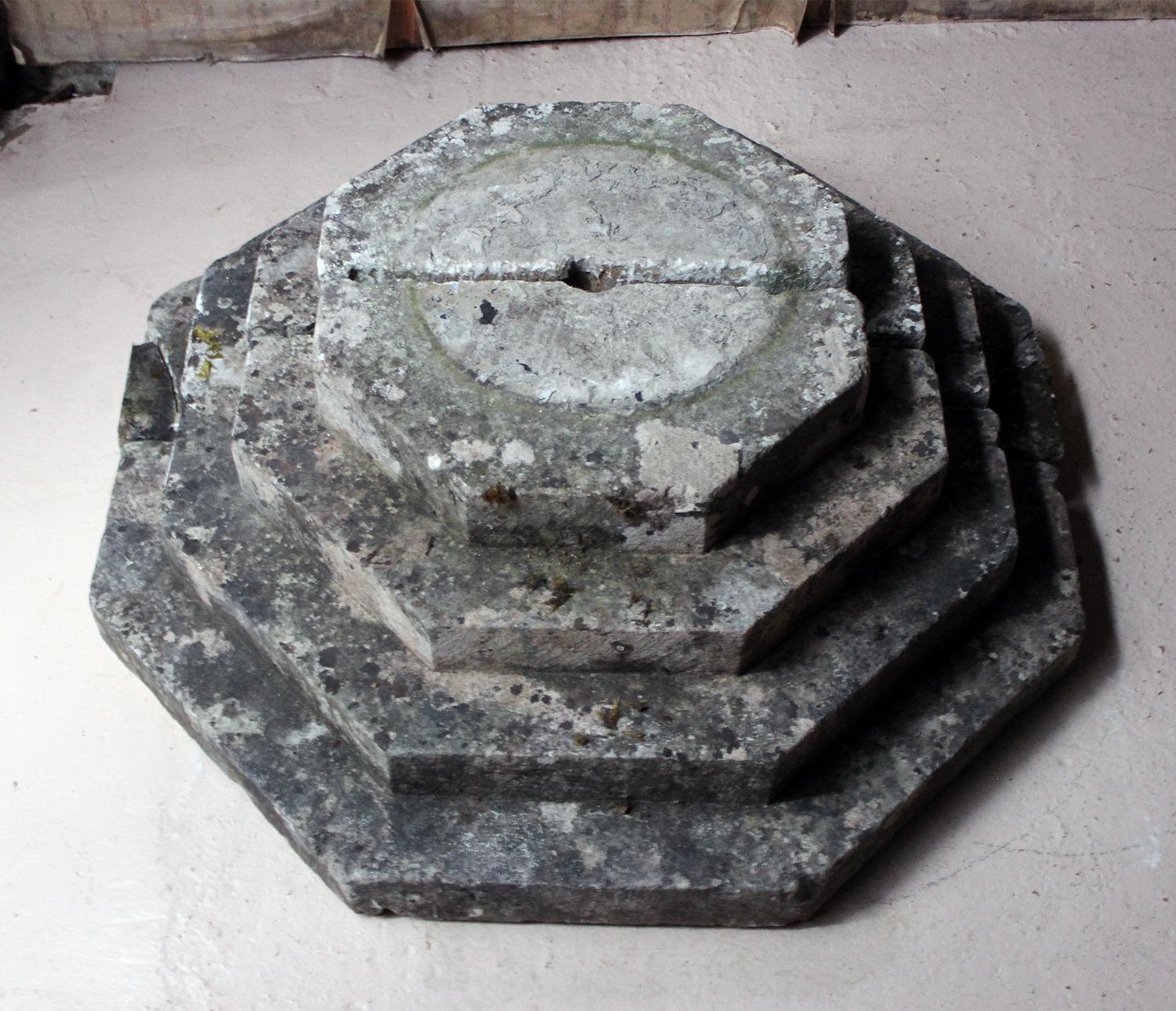 Early 20th Century Carved Stone Octagonal Stepped Plinth, circa 1920-1940 9