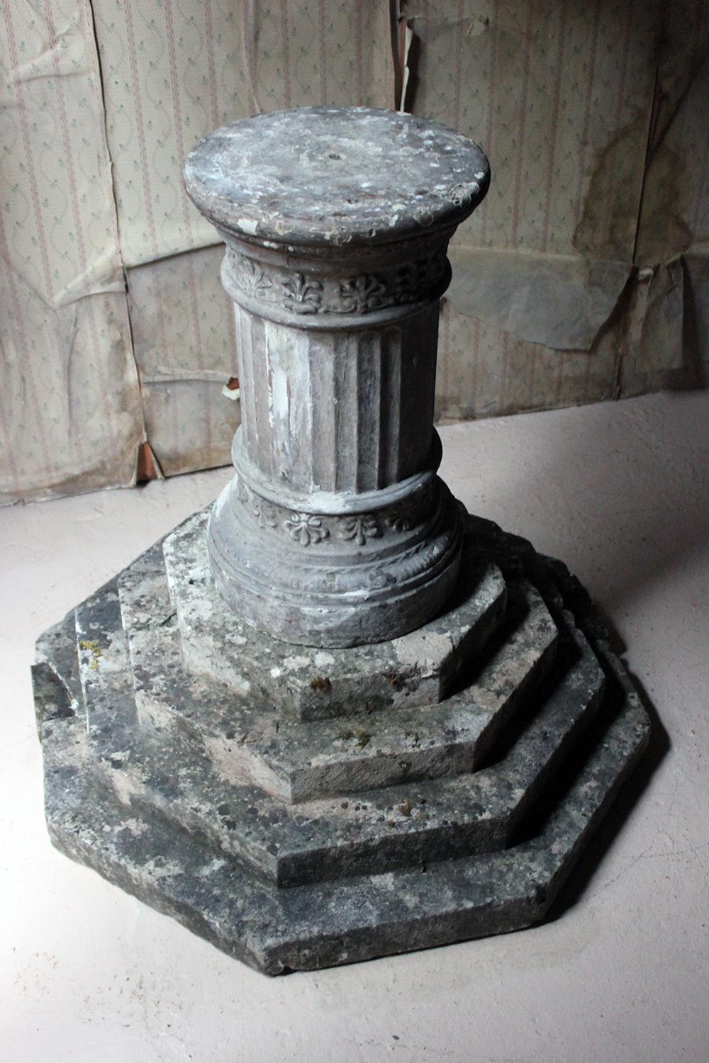 Early 20th Century Carved Stone Octagonal Stepped Plinth, circa 1920-1940 12