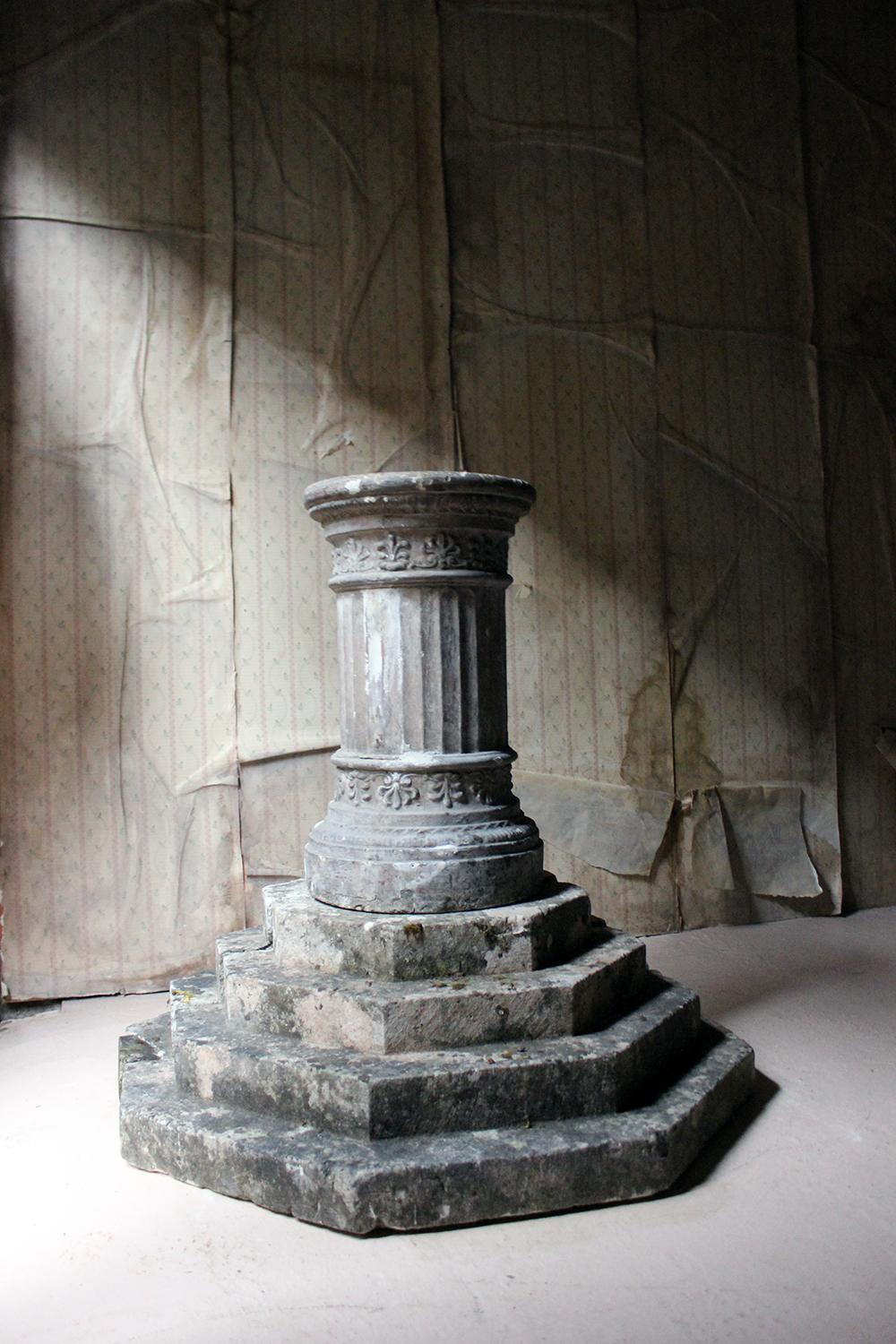Early 20th Century Carved Stone Octagonal Stepped Plinth, circa 1920-1940 13