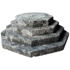 Early 20th Century Carved Stone Octagonal Stepped Plinth, circa 1920-1940