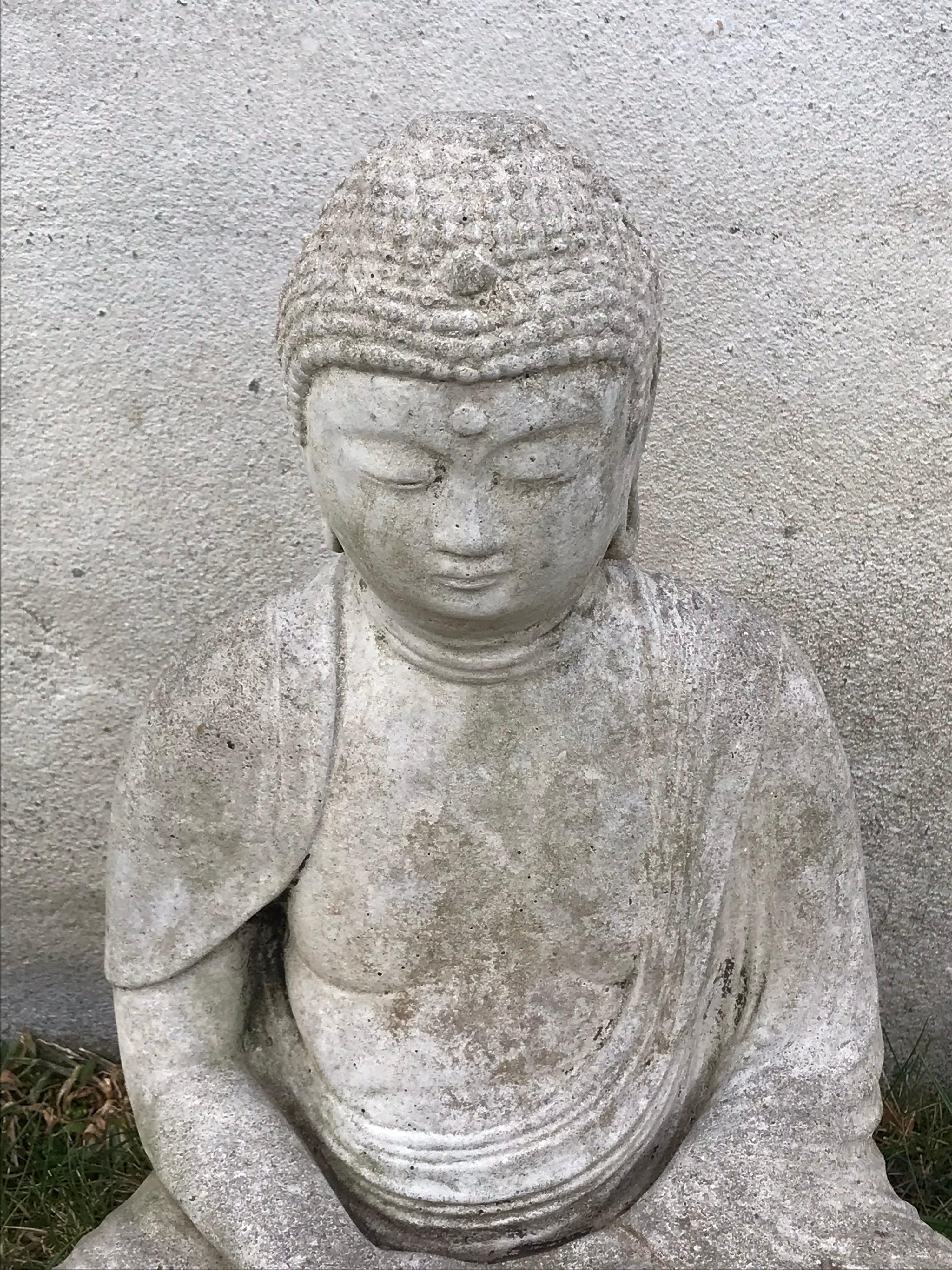 Ming Early 20th Century Carved Stone Seated Buddha Sculpture