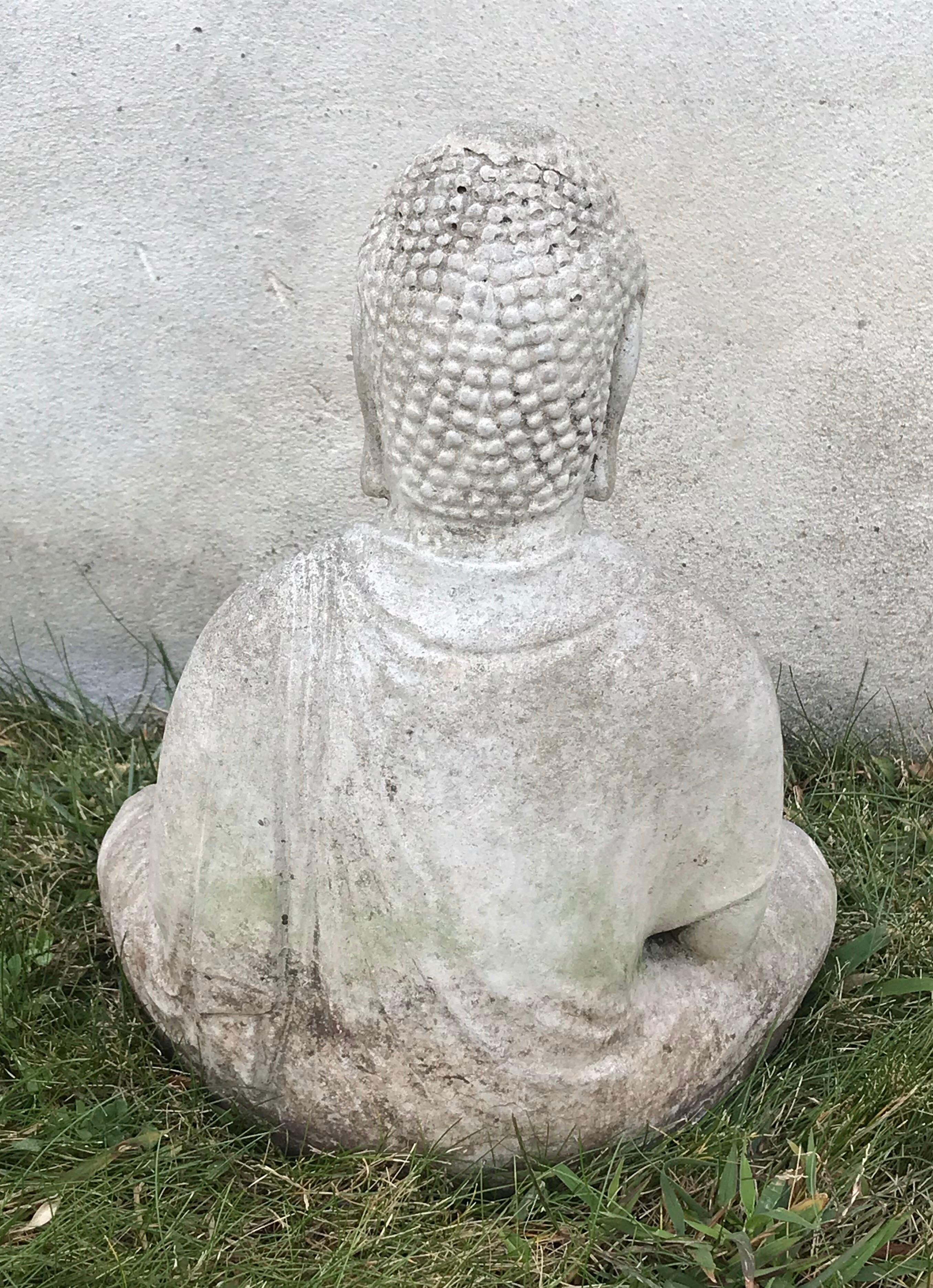 Early 20th Century Carved Stone Seated Buddha Sculpture In Good Condition In Bedford Hills, NY