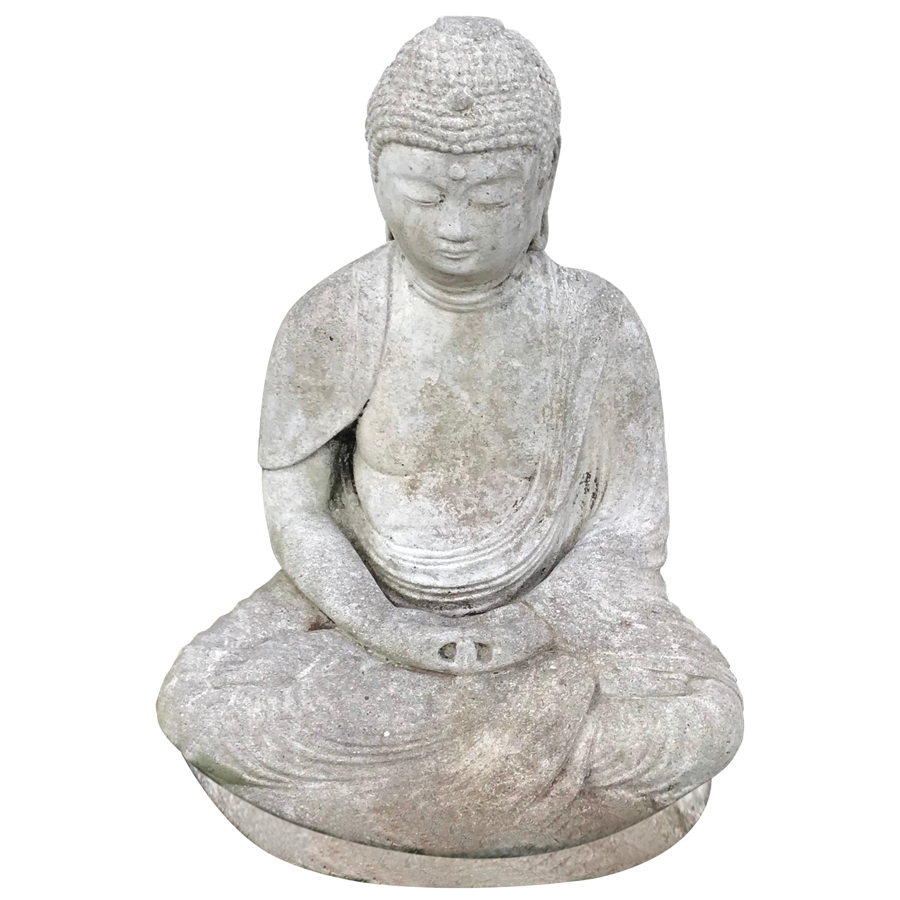 Early 20th Century Carved Stone Seated Buddha Sculpture