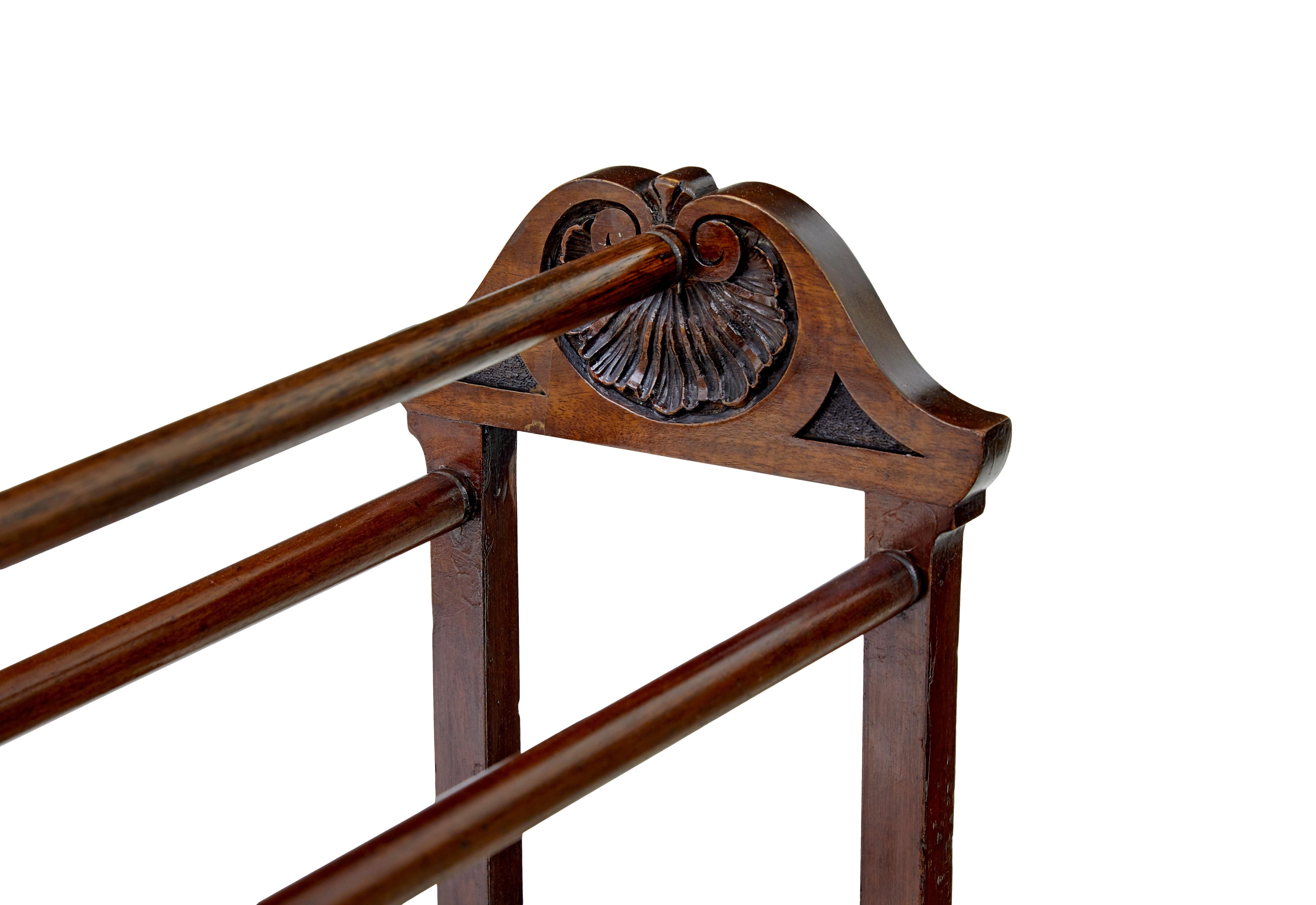 Hand-Carved Early 20th century carved towel rail For Sale