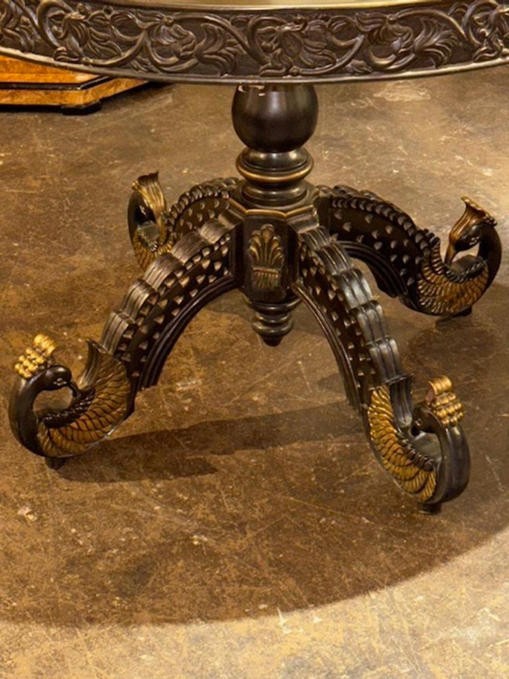 Early 20th Century Carved Walnut and Mahogany Center Table In Good Condition In Dallas, TX