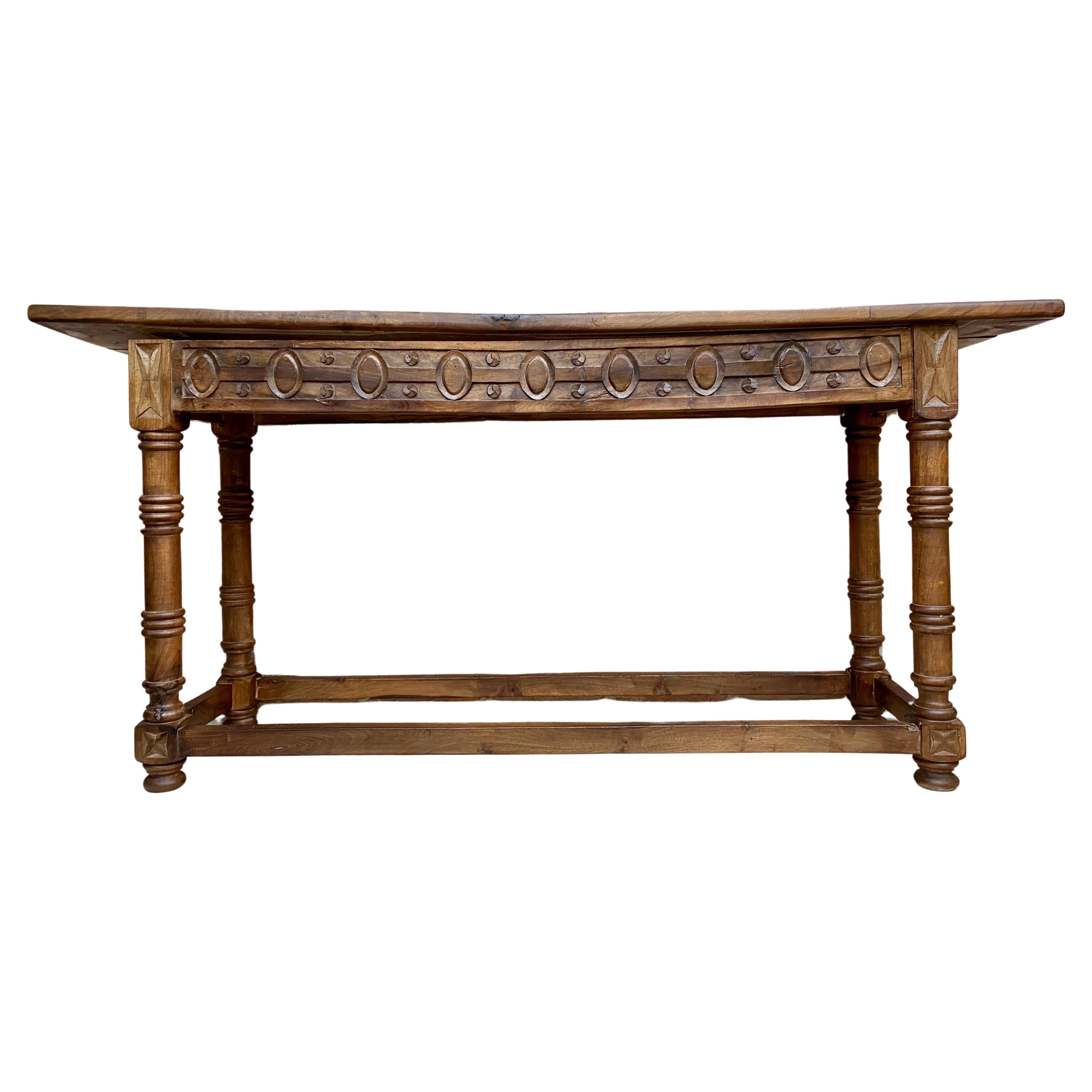 Early 20th Century Carved Walnut Console Table, 1890s