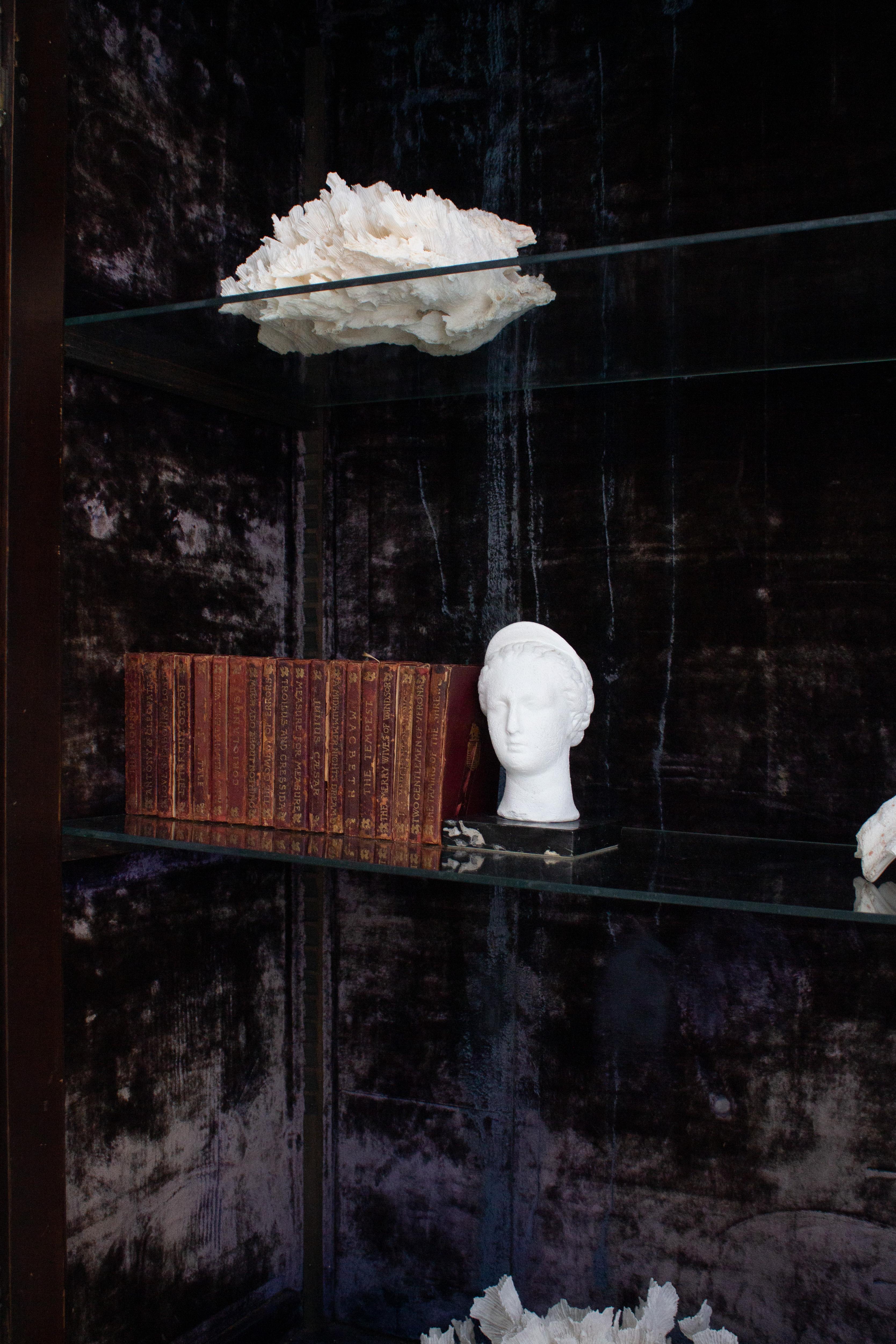 Early 20th Century Carved Walnut Glass Front Curio Cabinet In Good Condition In Brooklyn, NY