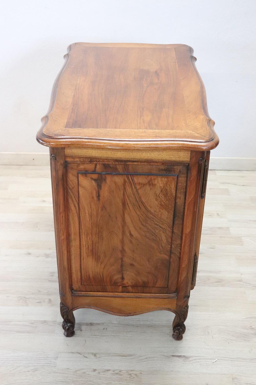 Italian Early 20th Century Carved Walnut Small Cabinet or Buffet For Sale