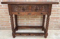 Early 20th Century Carved Walnut Wood Catalan Spanish Console Table