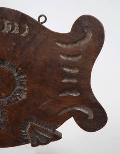 Early 20th Century Carved Zelcova Wood Buddhist Temple Gong, Korea