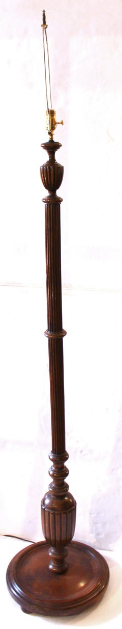 Early 20th Century Carved Wood Floor Lamp, English