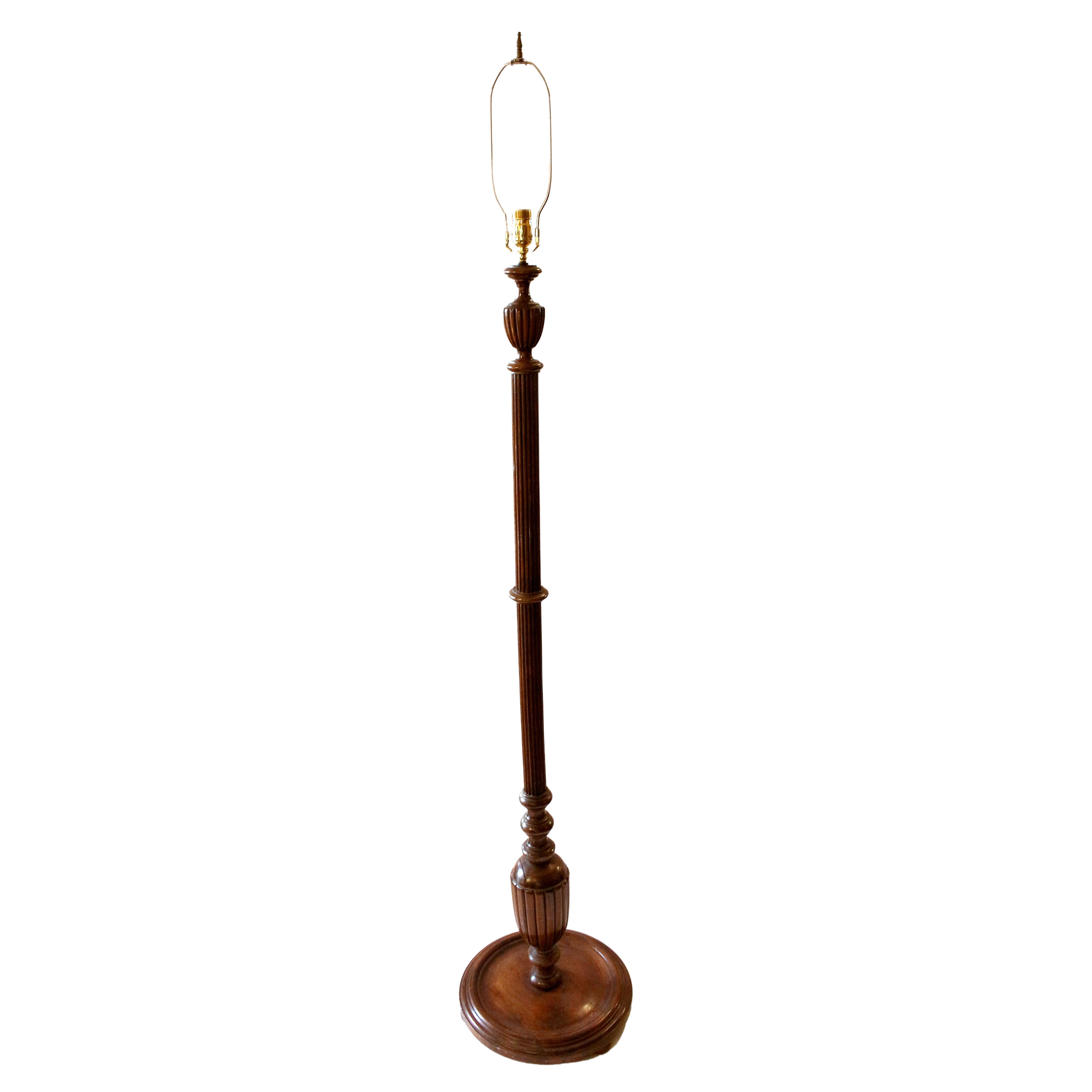 Early 20th Century Carved Wood Floor Lamp, English For Sale