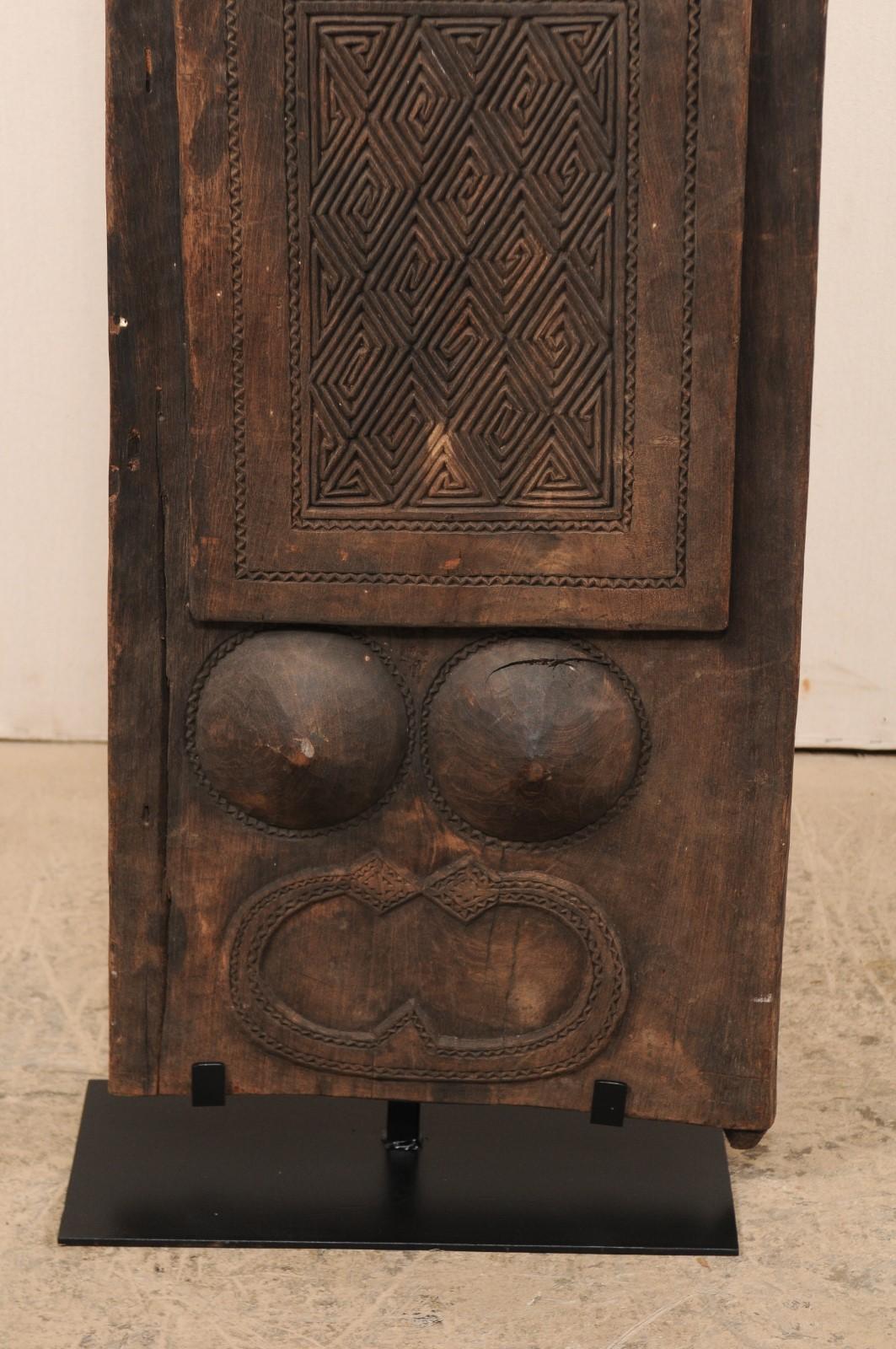 Hand-Carved Early 20th Century Carved Wood Tribal Panel from Timor Island, Indonesia For Sale
