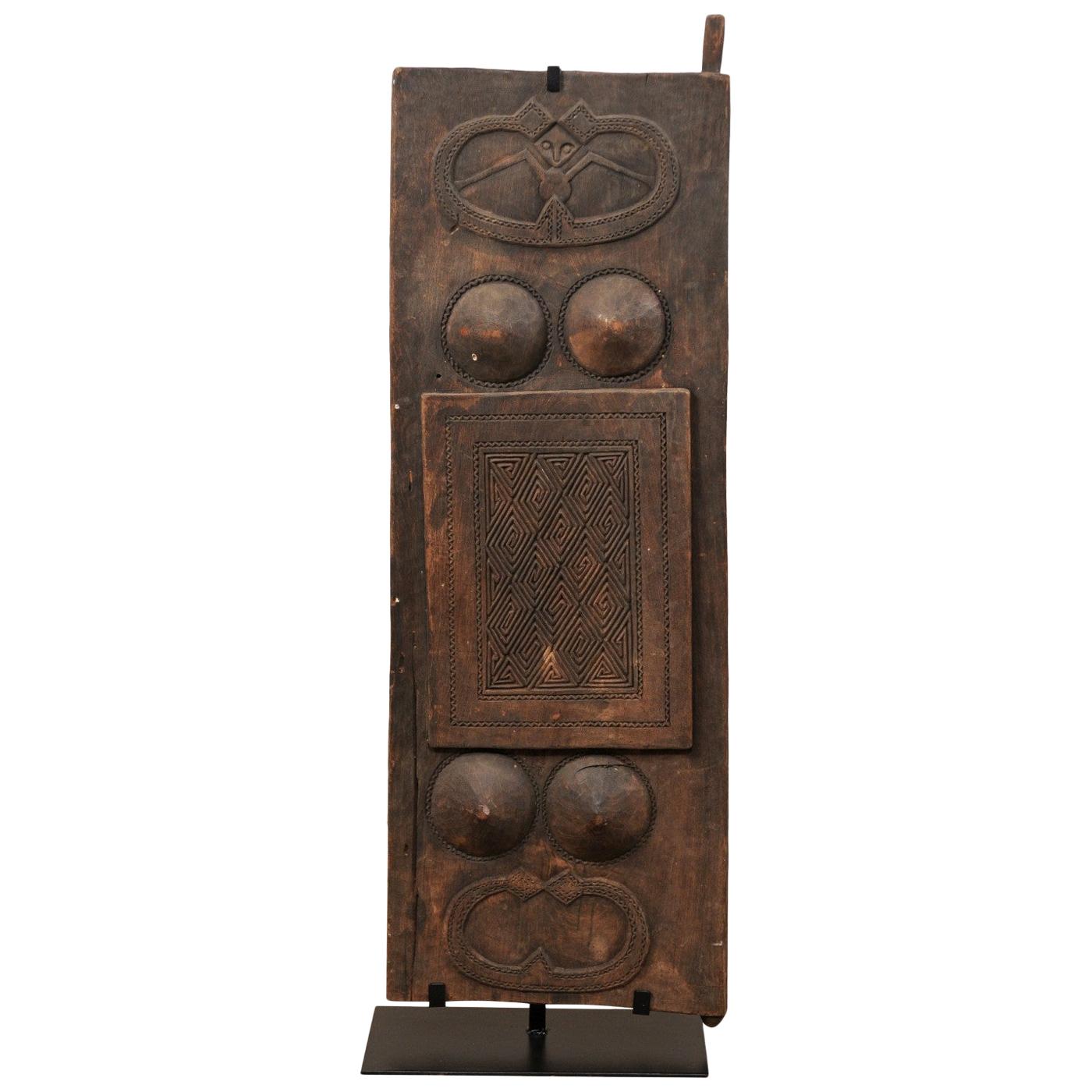 Early 20th Century Carved Wood Tribal Panel from Timor Island, Indonesia