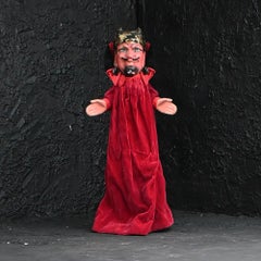 Early 20th century carved wooden devil puppet