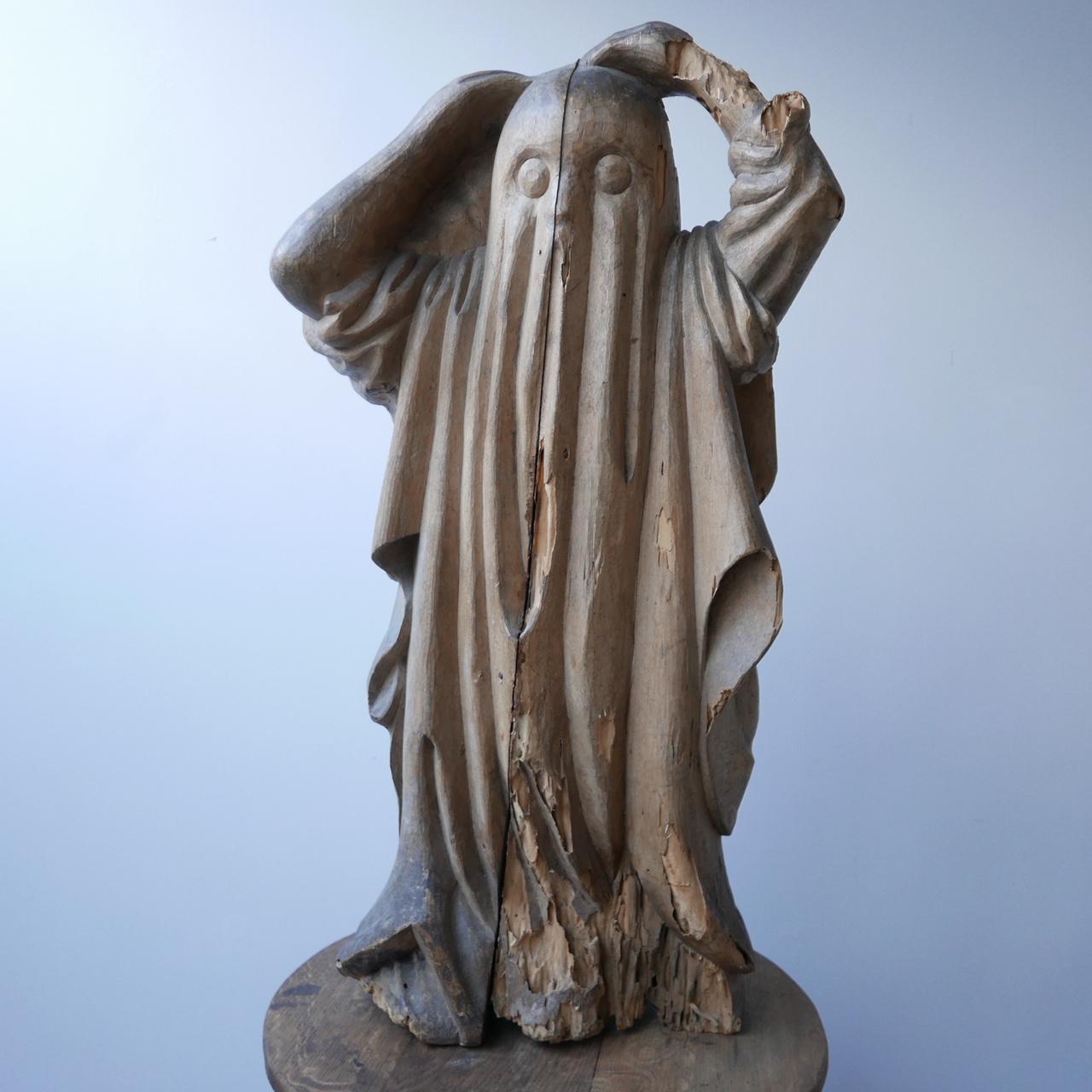 French Early 20th Century Carved Wooden Ghost