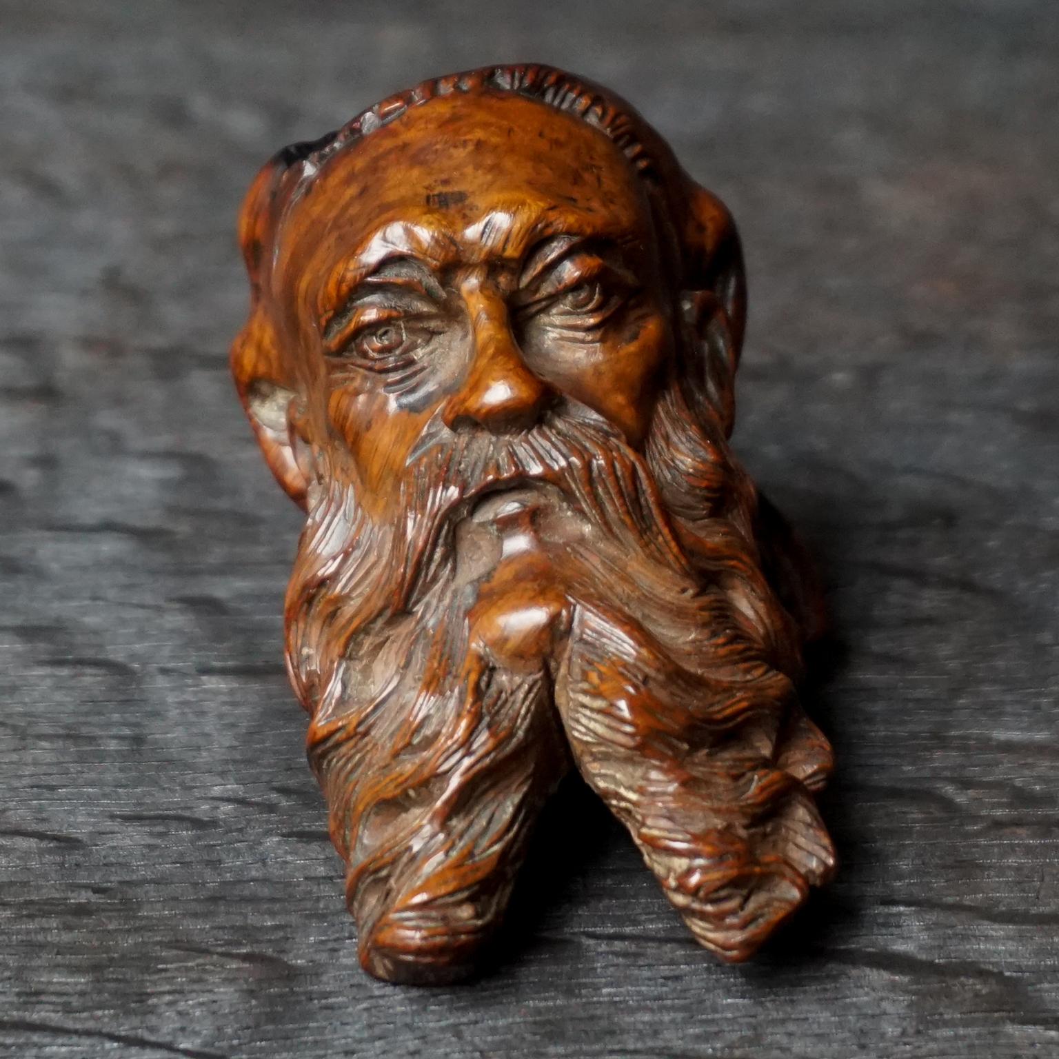 European Early 20th Century Carved Wooden Mr. Sandman Pipe