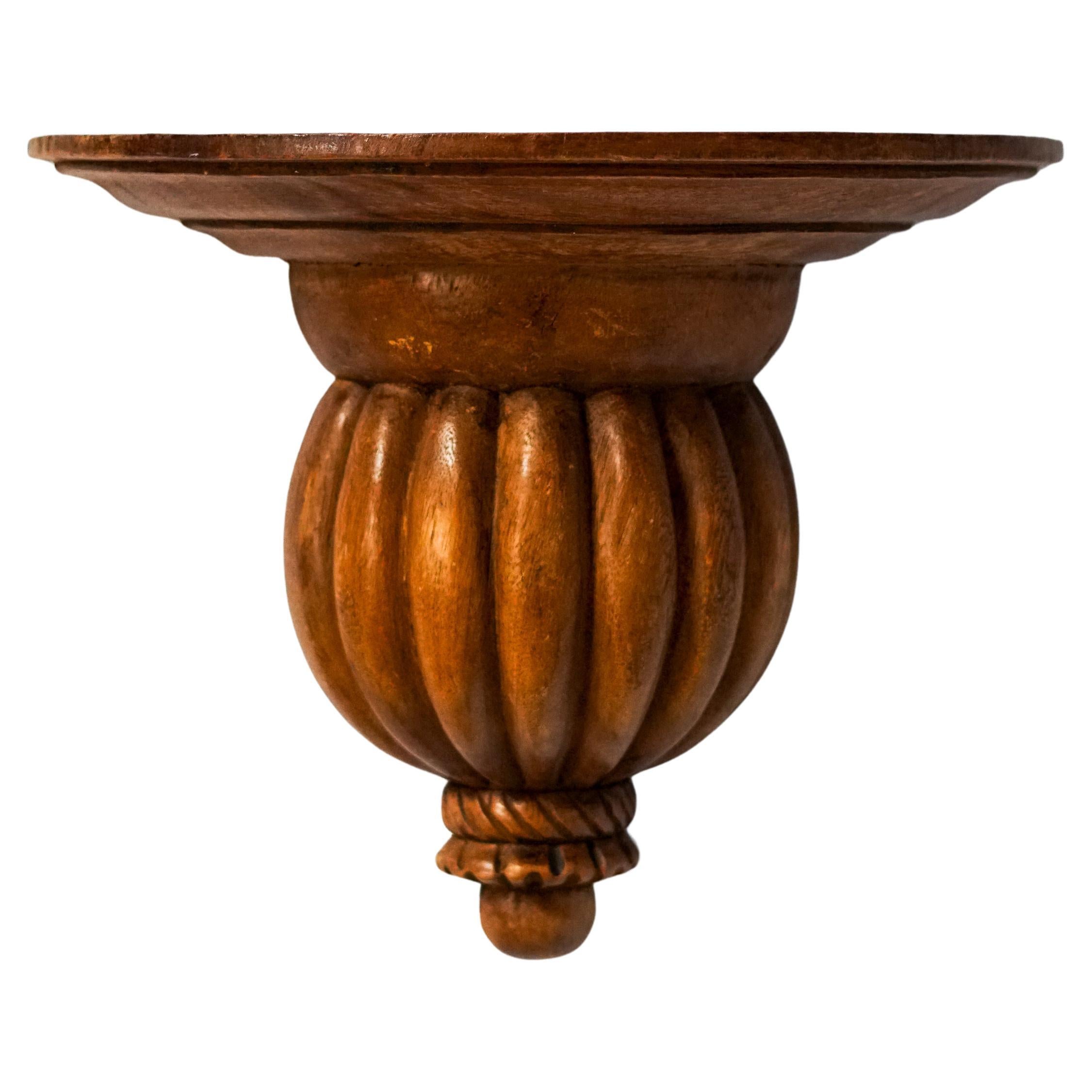 Early 20th Century Carved Wooden Wall Bracket Shelf