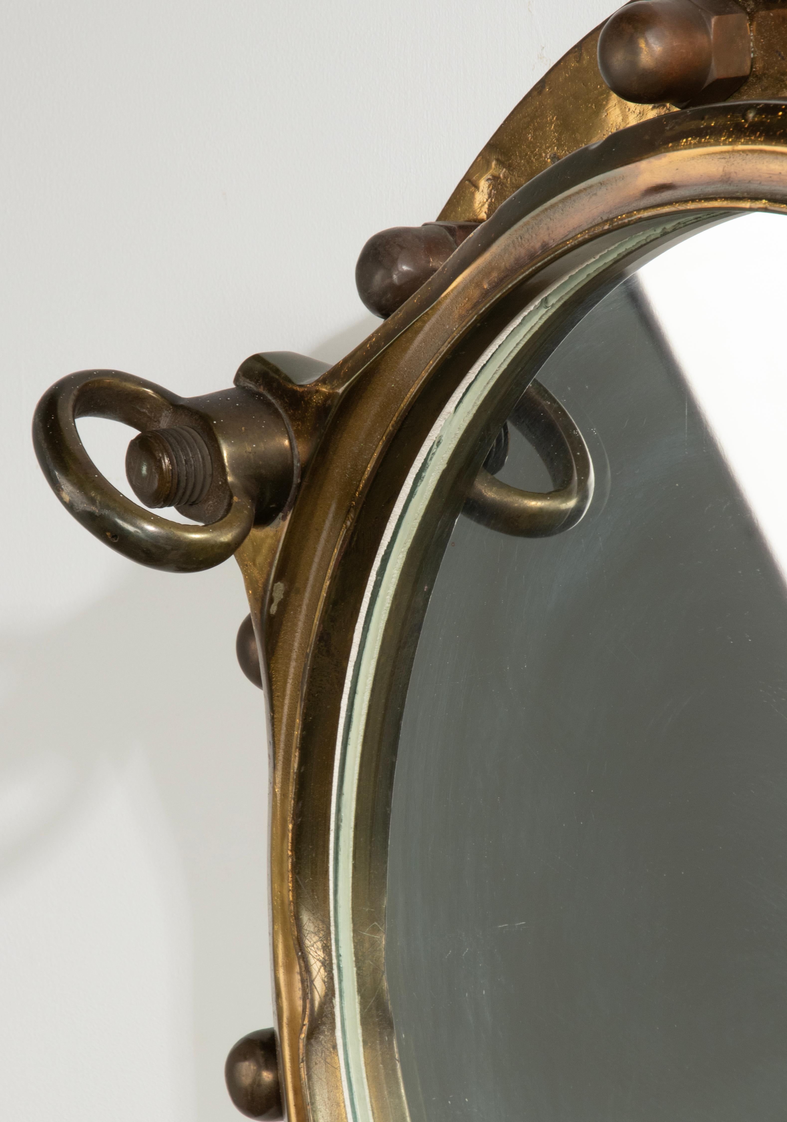 Early 20th Century Cast Brass Large Mirror Ship Porthole 16