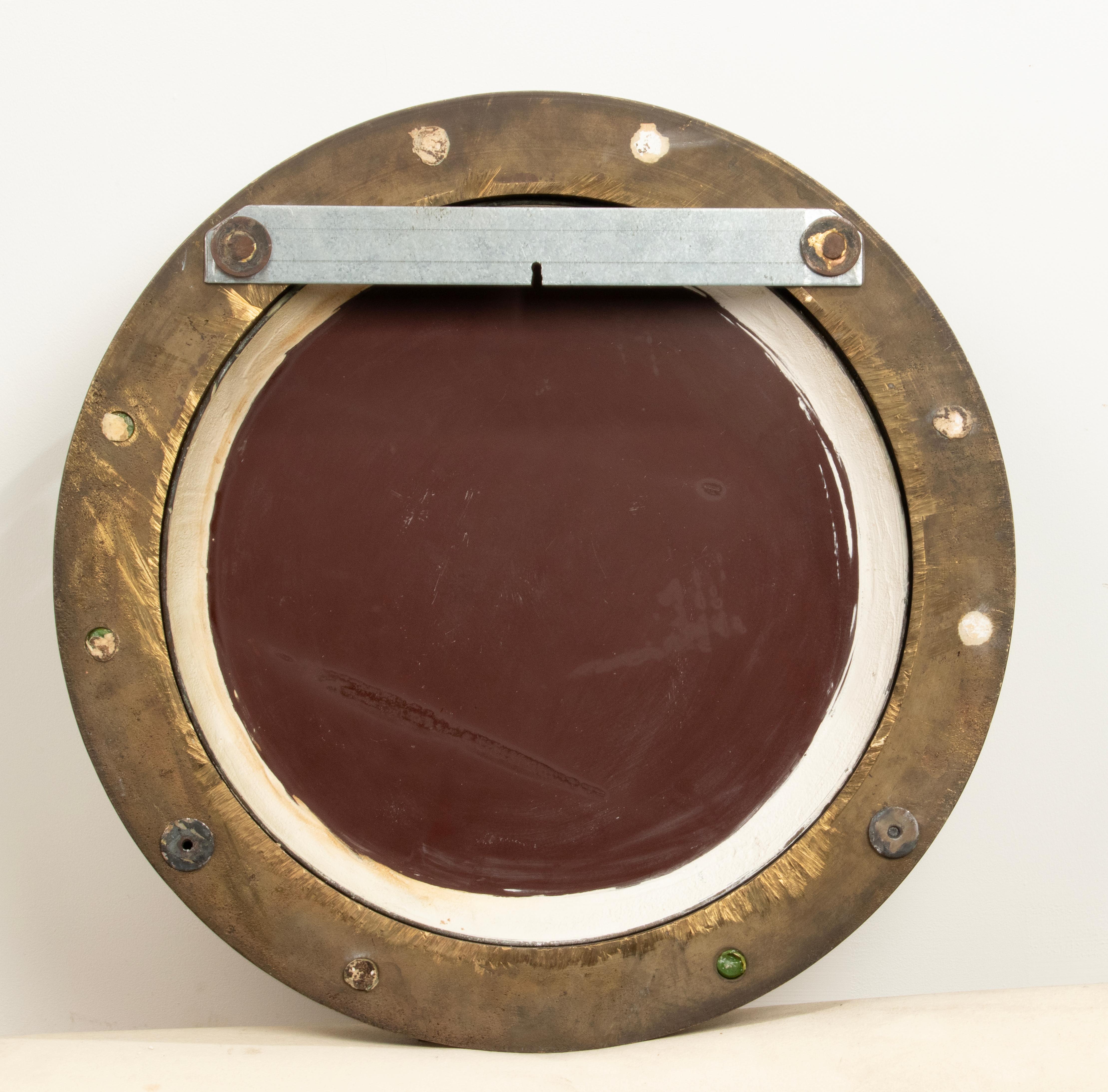 Early 20th Century Cast Brass Large Mirror Ship Porthole For Sale 17