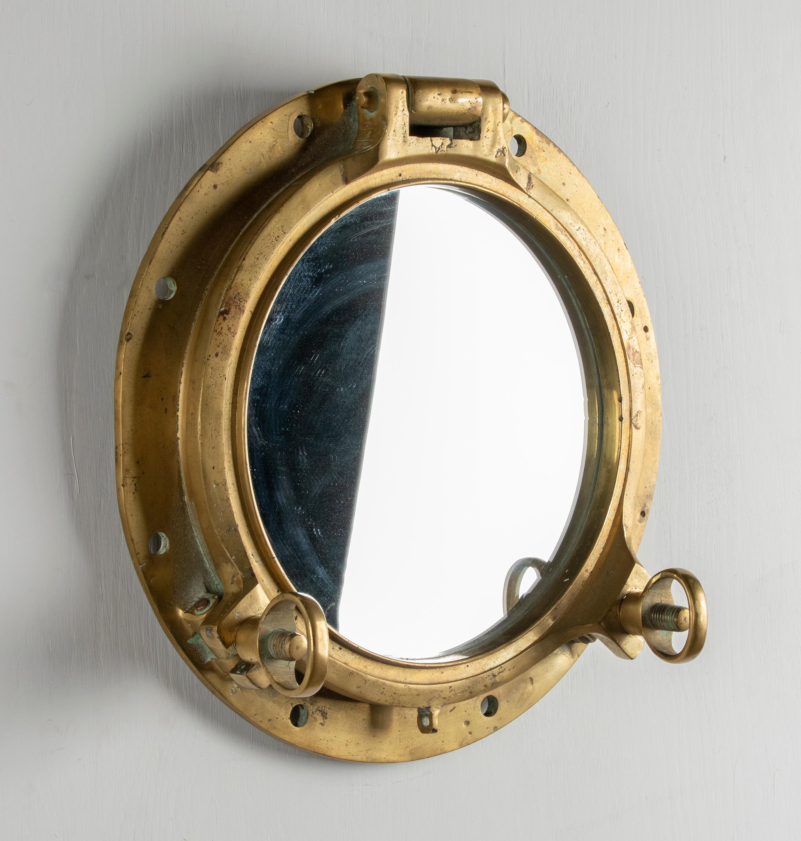 Early 20th Century Cast Brass Mirror Ship Porthole 5