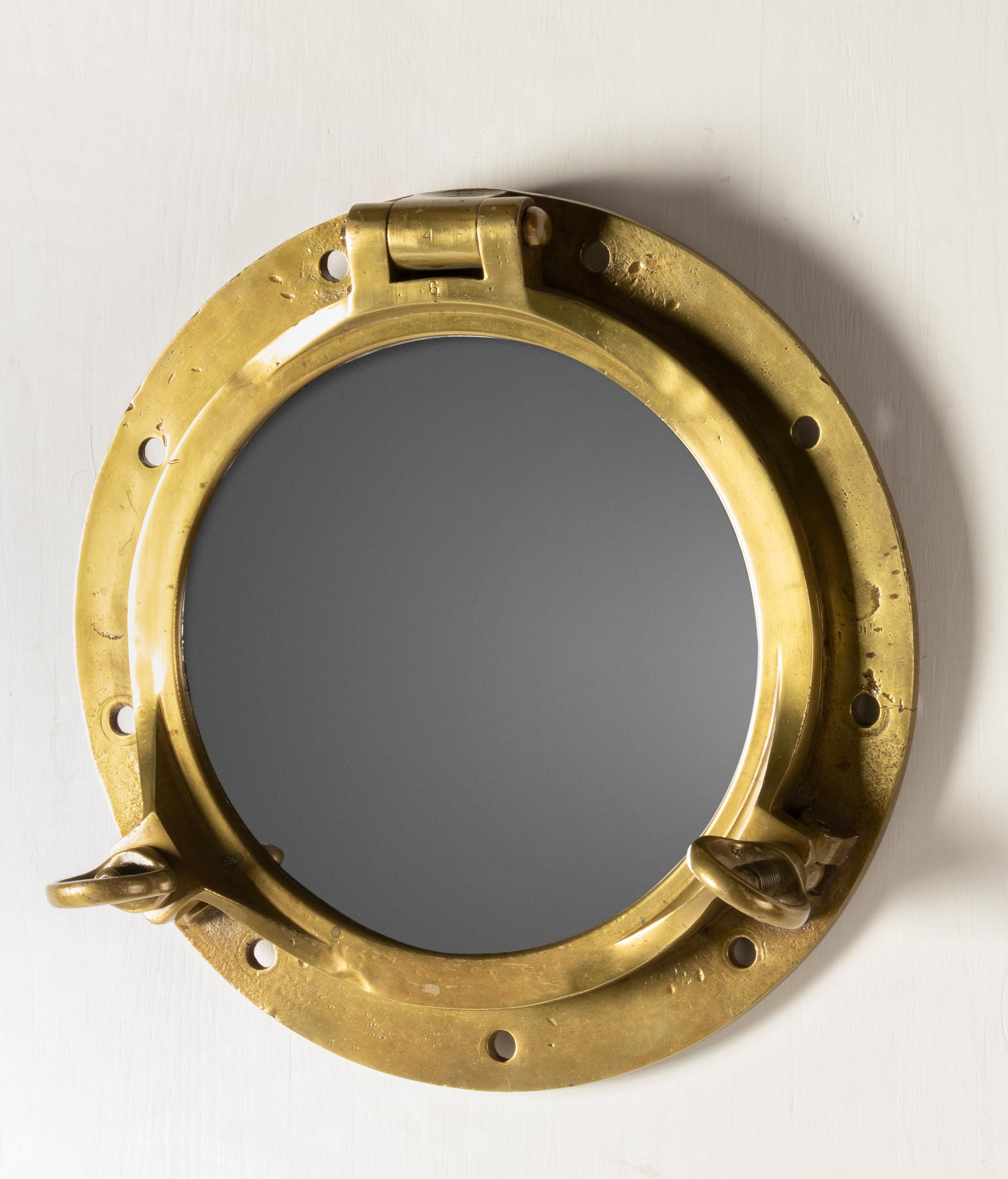 Early 20th Century, Cast Brass Mirror Ship Porthole 4