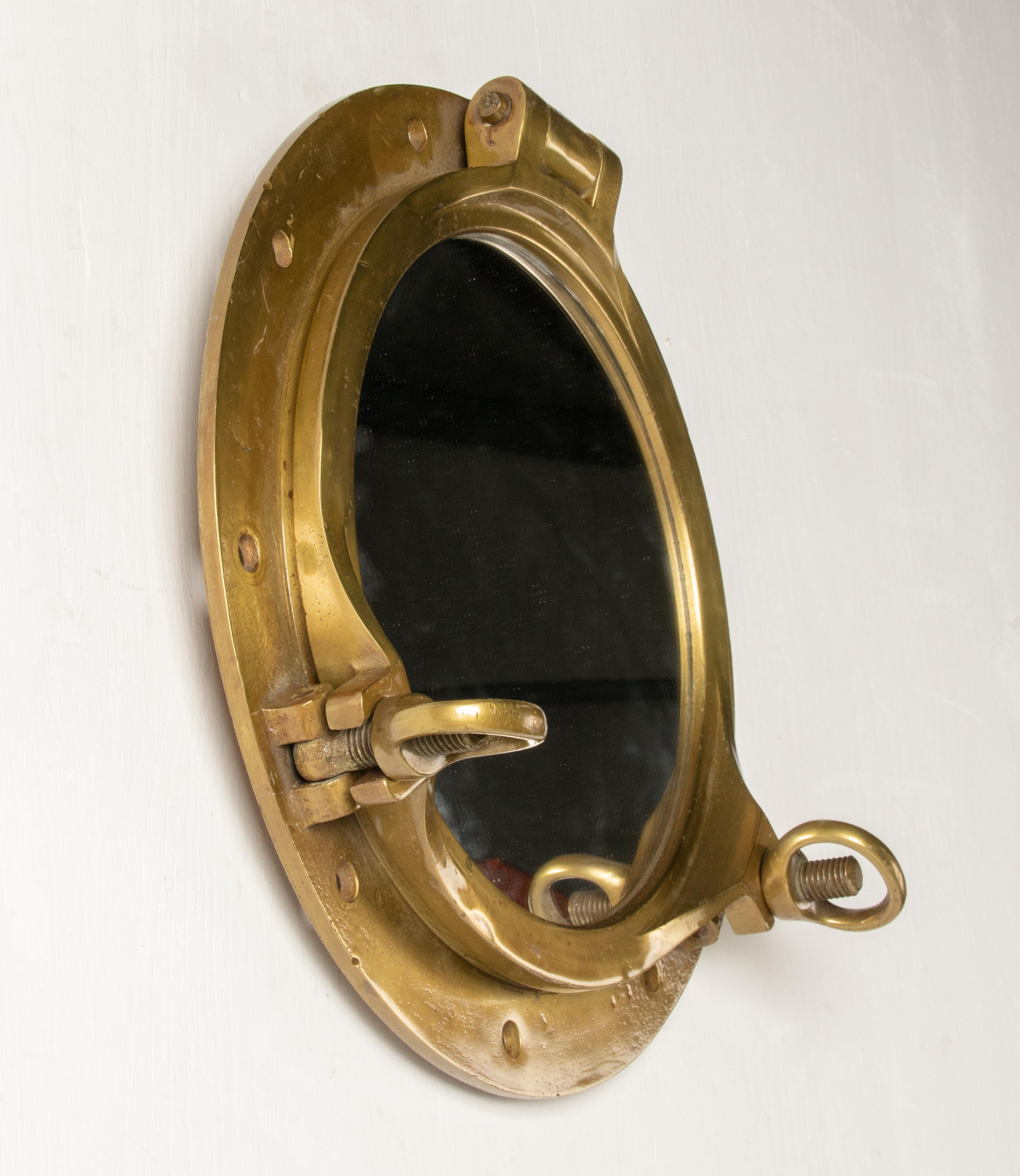 Early 20th Century, Cast Brass Mirror Ship Porthole 5