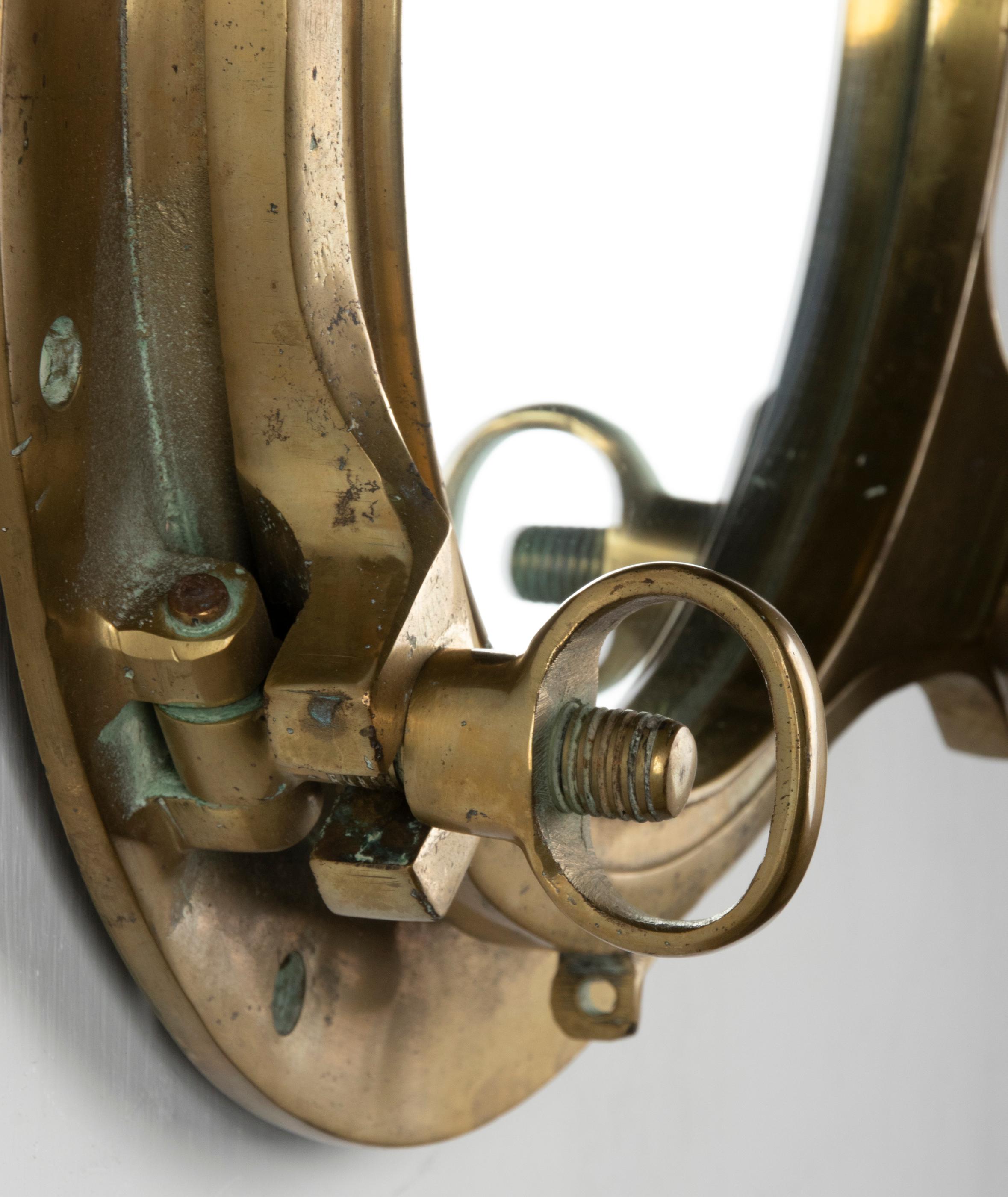 Early 20th Century Cast Brass Mirror Ship Porthole 8