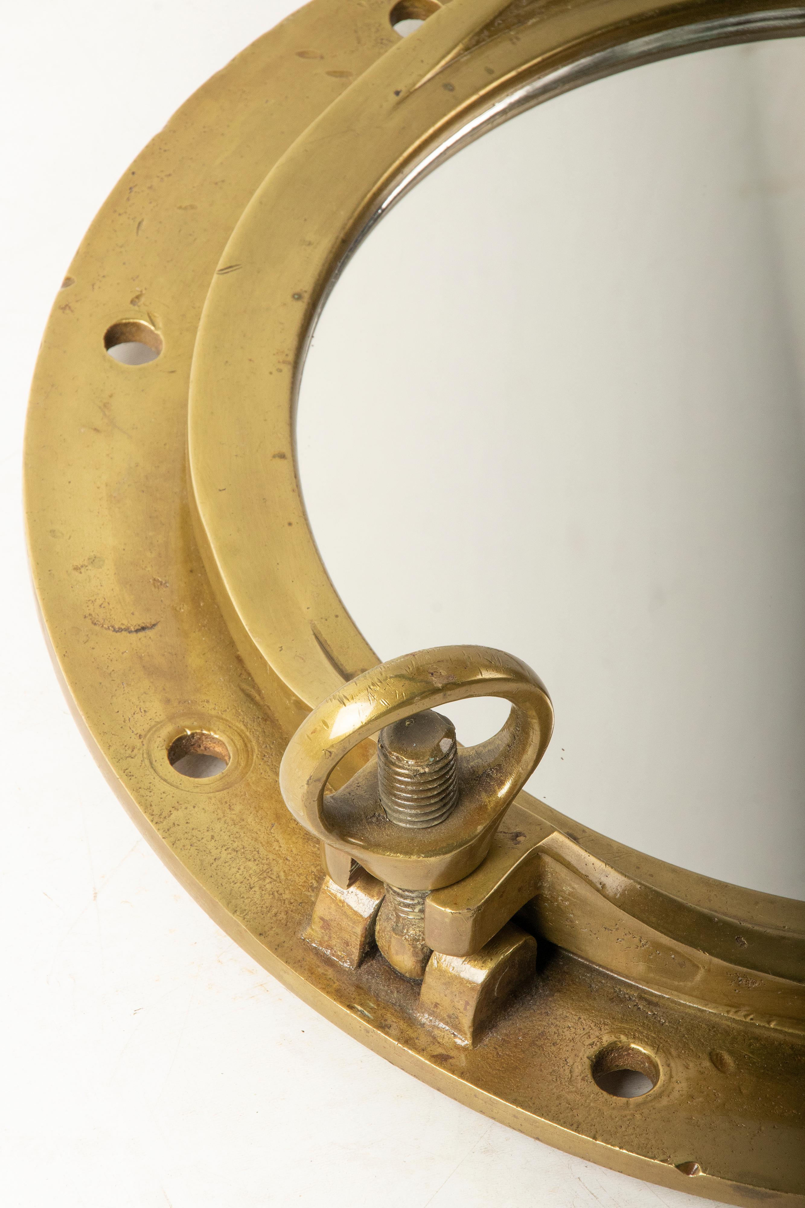 Early 20th Century, Cast Brass Mirror Ship Porthole 6