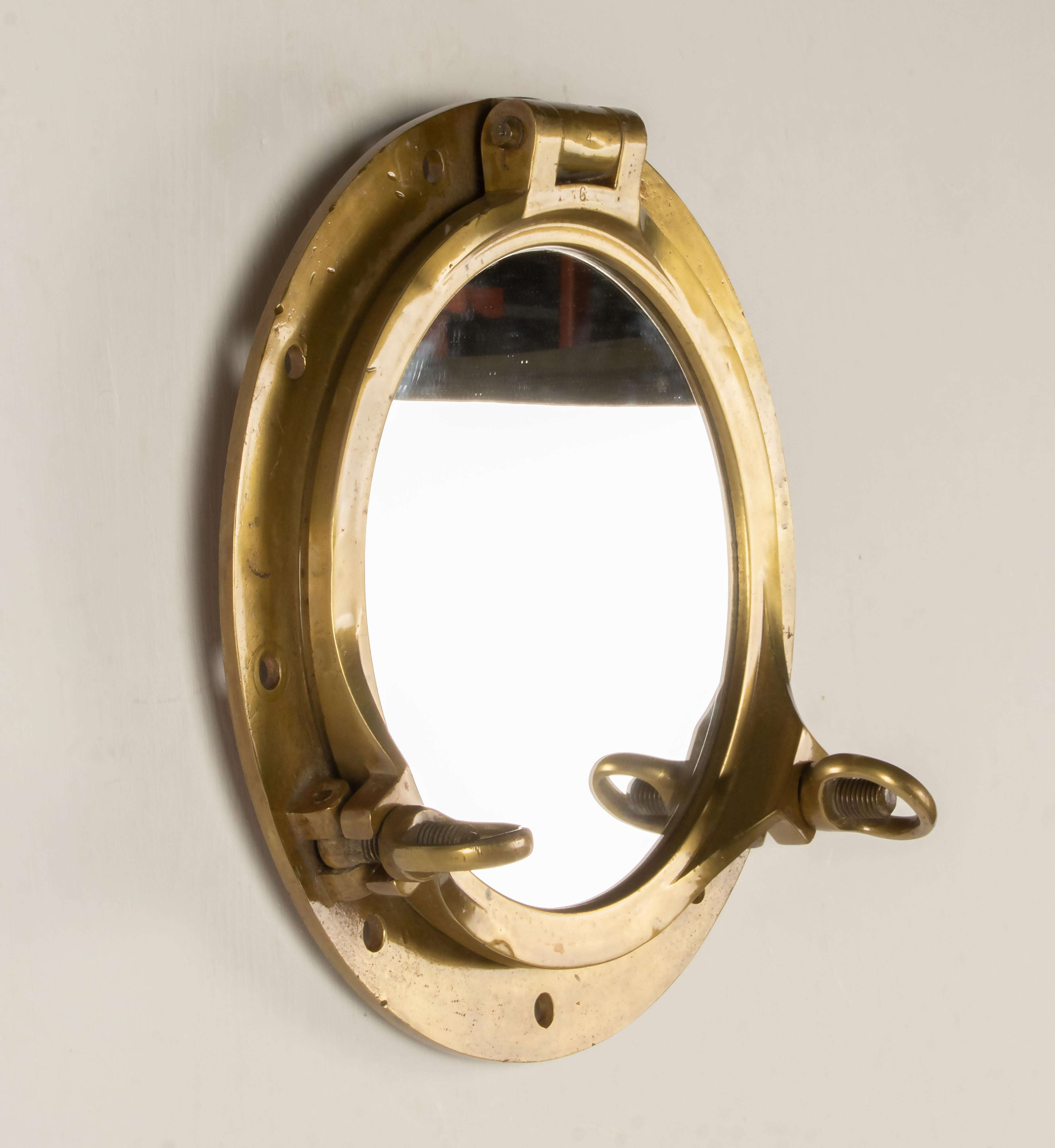 Early 20th Century, Cast Brass Mirror Ship Porthole 7