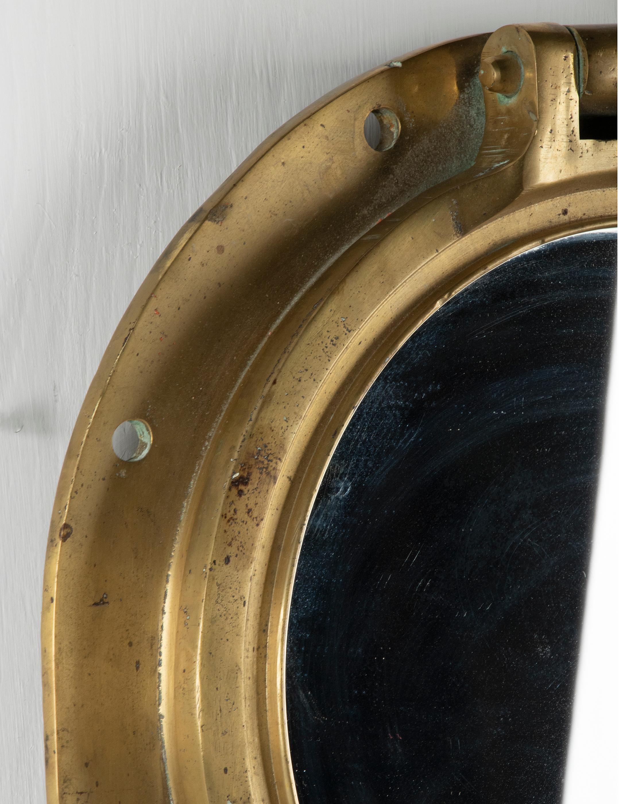 Early 20th Century Cast Brass Mirror Ship Porthole 10