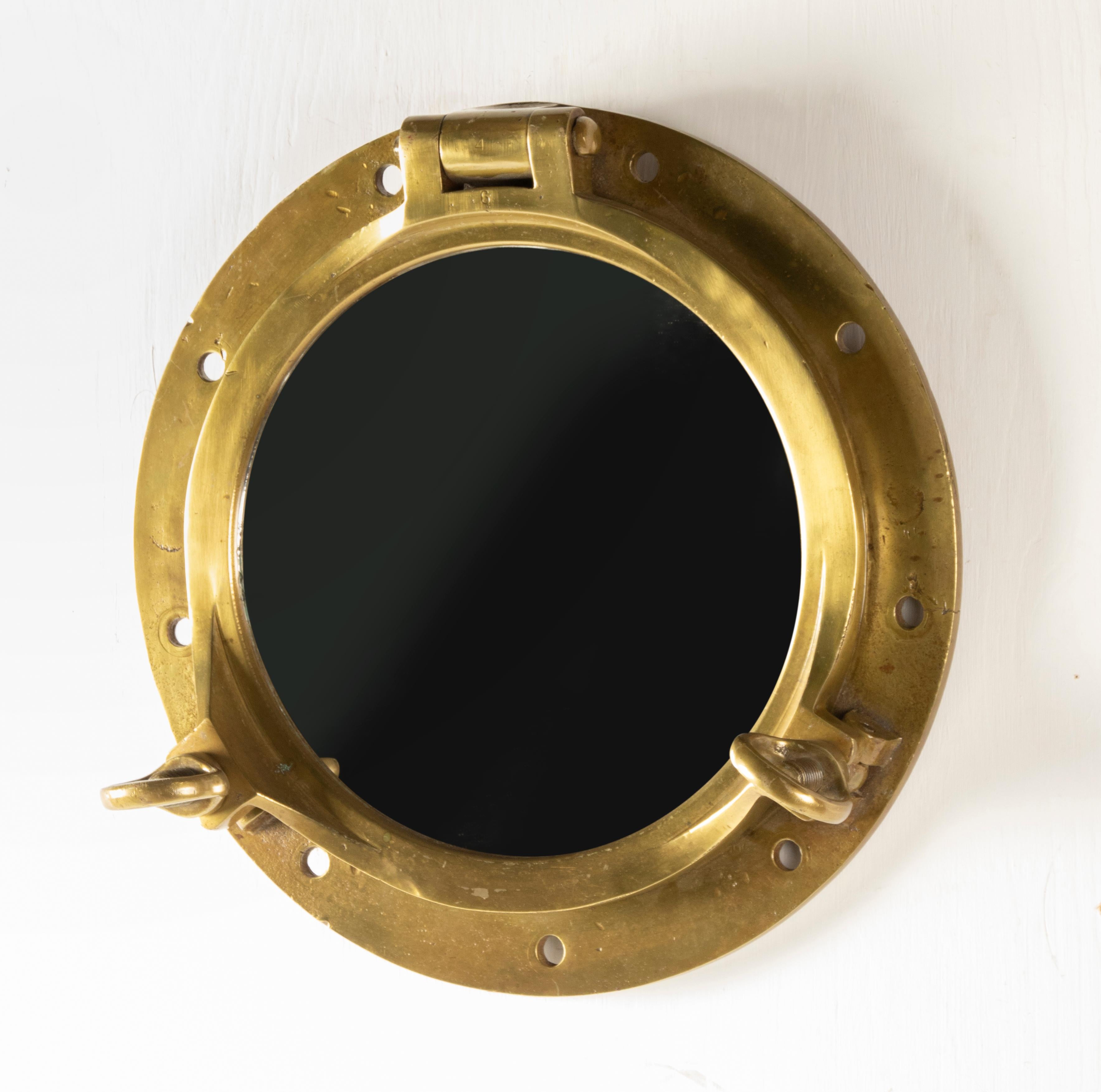 Early 20th Century, Cast Brass Mirror Ship Porthole 12