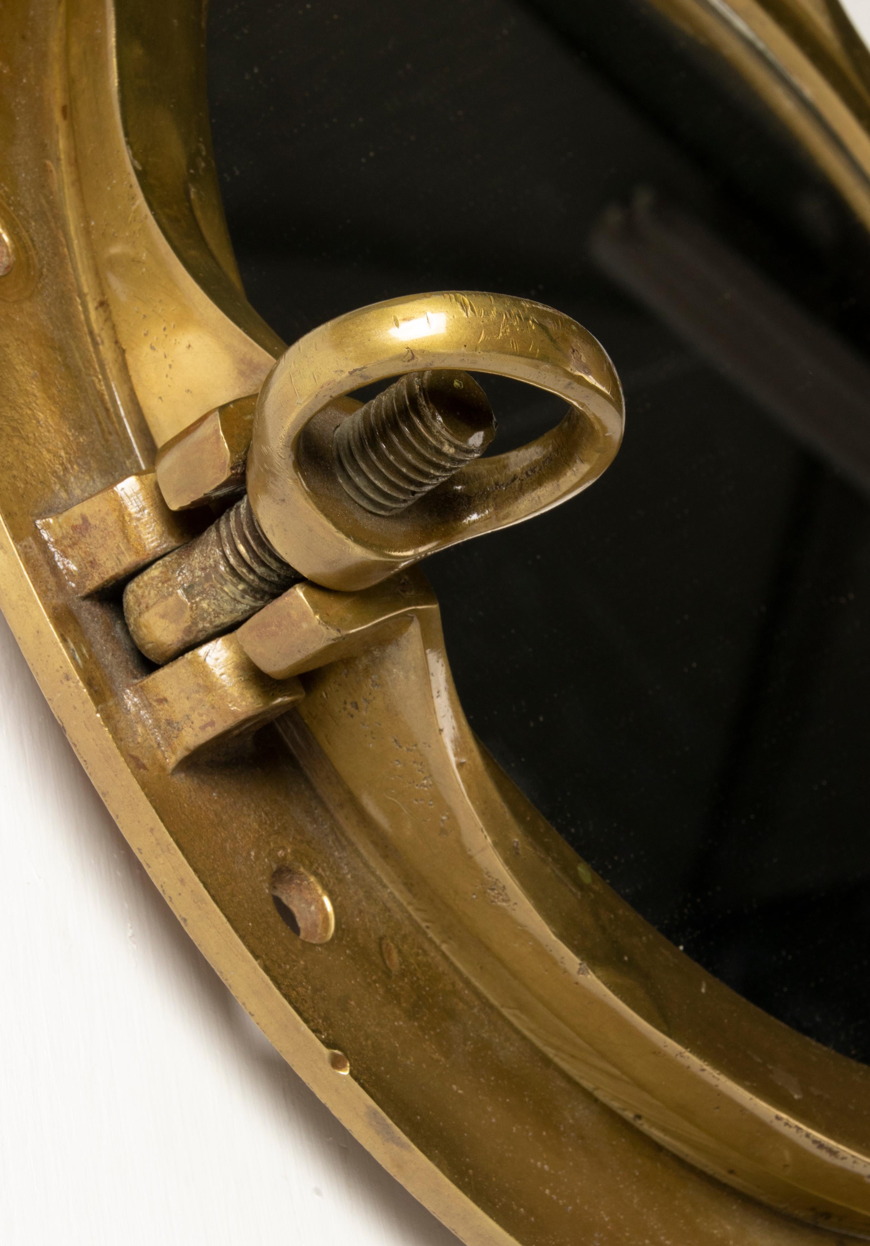 European Early 20th Century, Cast Brass Mirror Ship Porthole