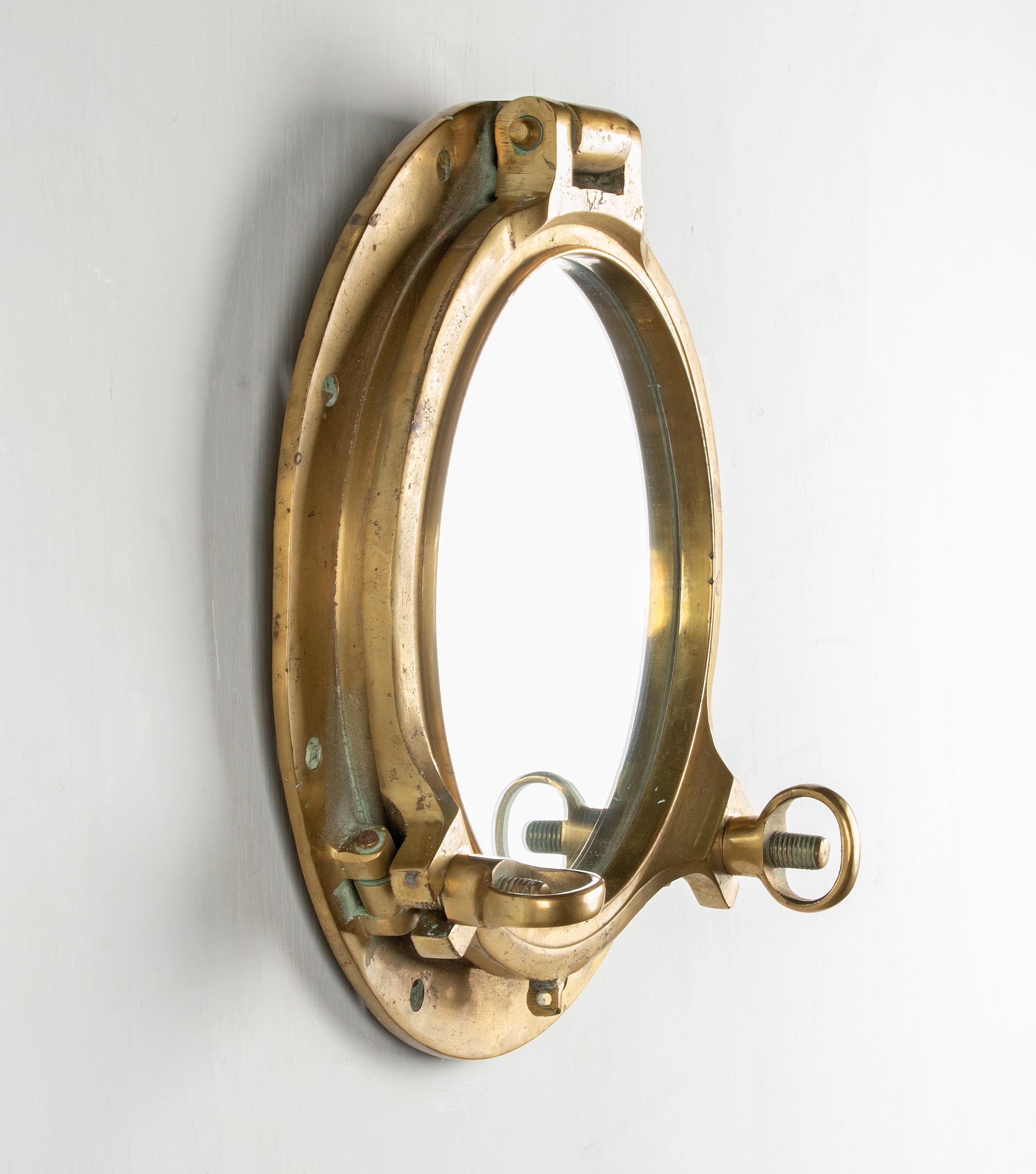 Early 20th Century Cast Brass Mirror Ship Porthole 2