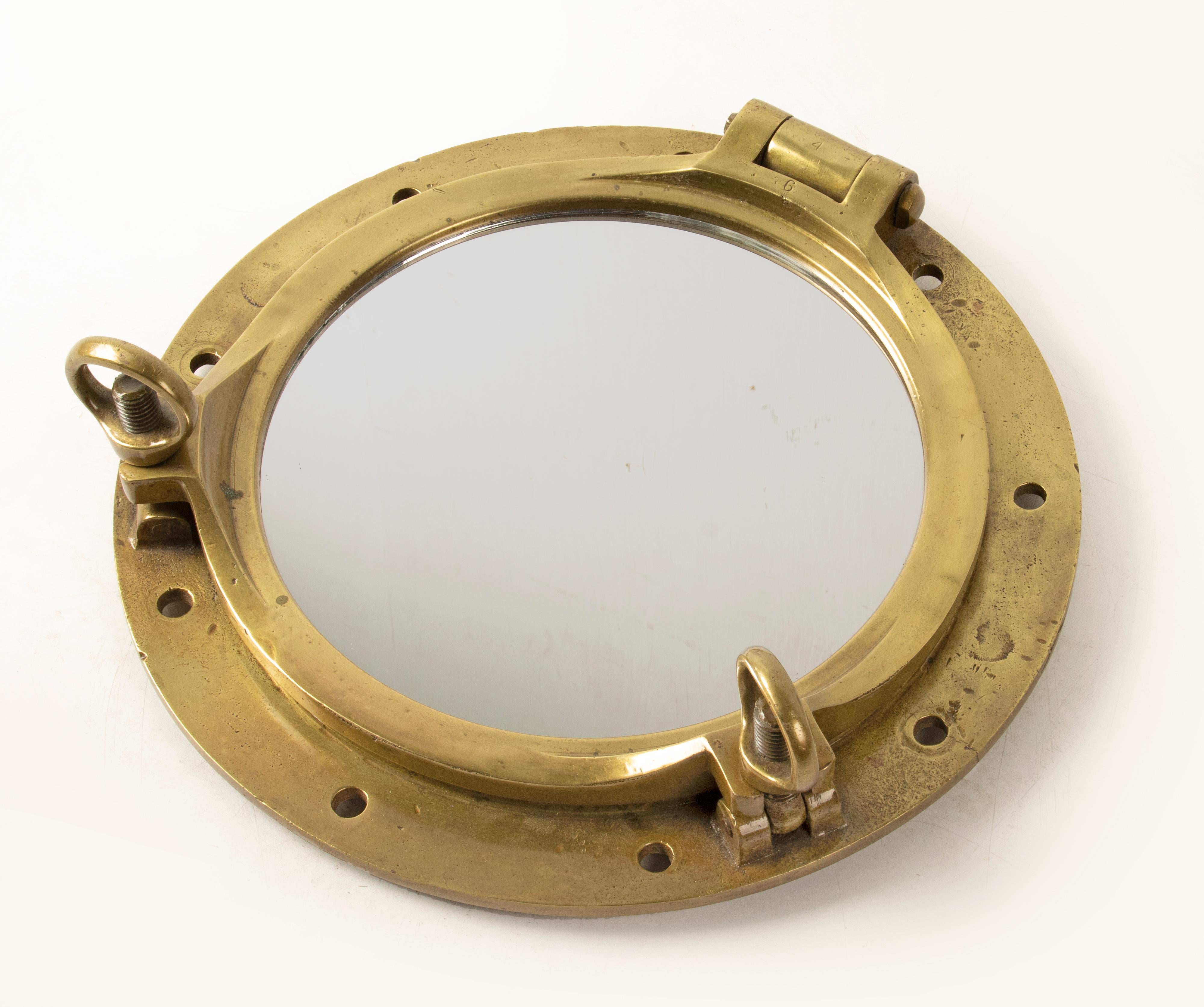 Early 20th Century, Cast Brass Mirror Ship Porthole 1