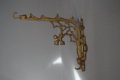 Early 20th Century Cast Brass or Bronze Gothic Revival Wall Brackets with Hooks