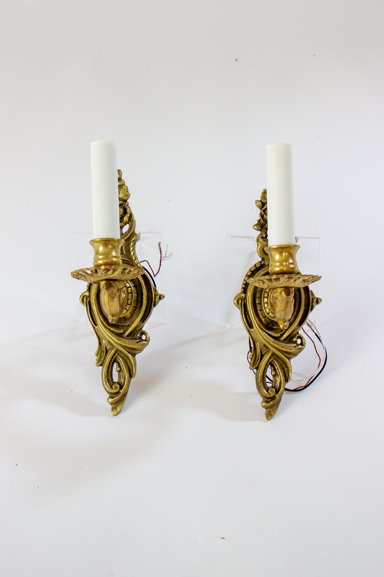 Early 20th Century Cast Brass Sconces - a Pair For Sale 1