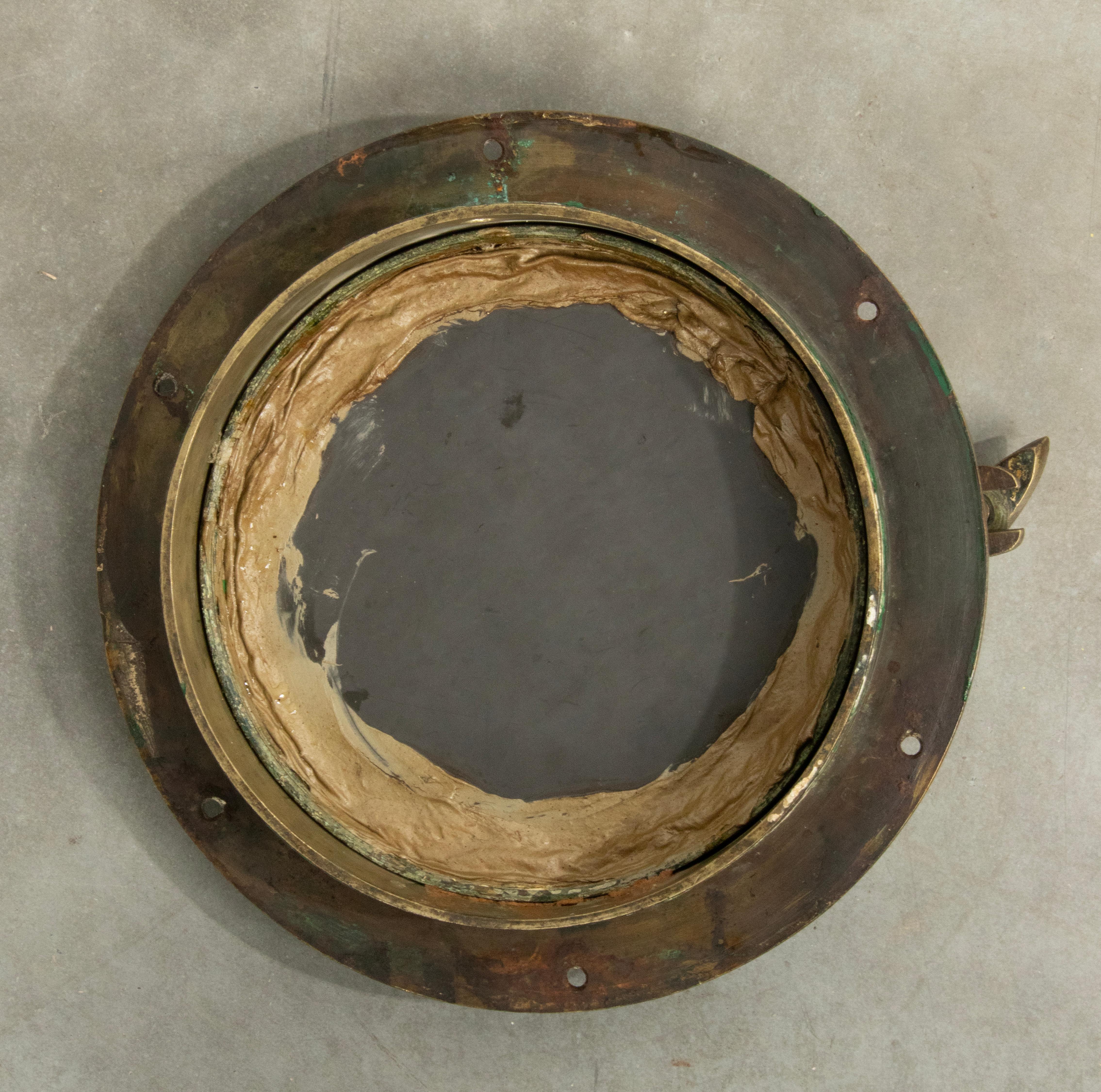 Early 20th Century Cast Brass Small Mirror Ship Porthole 10
