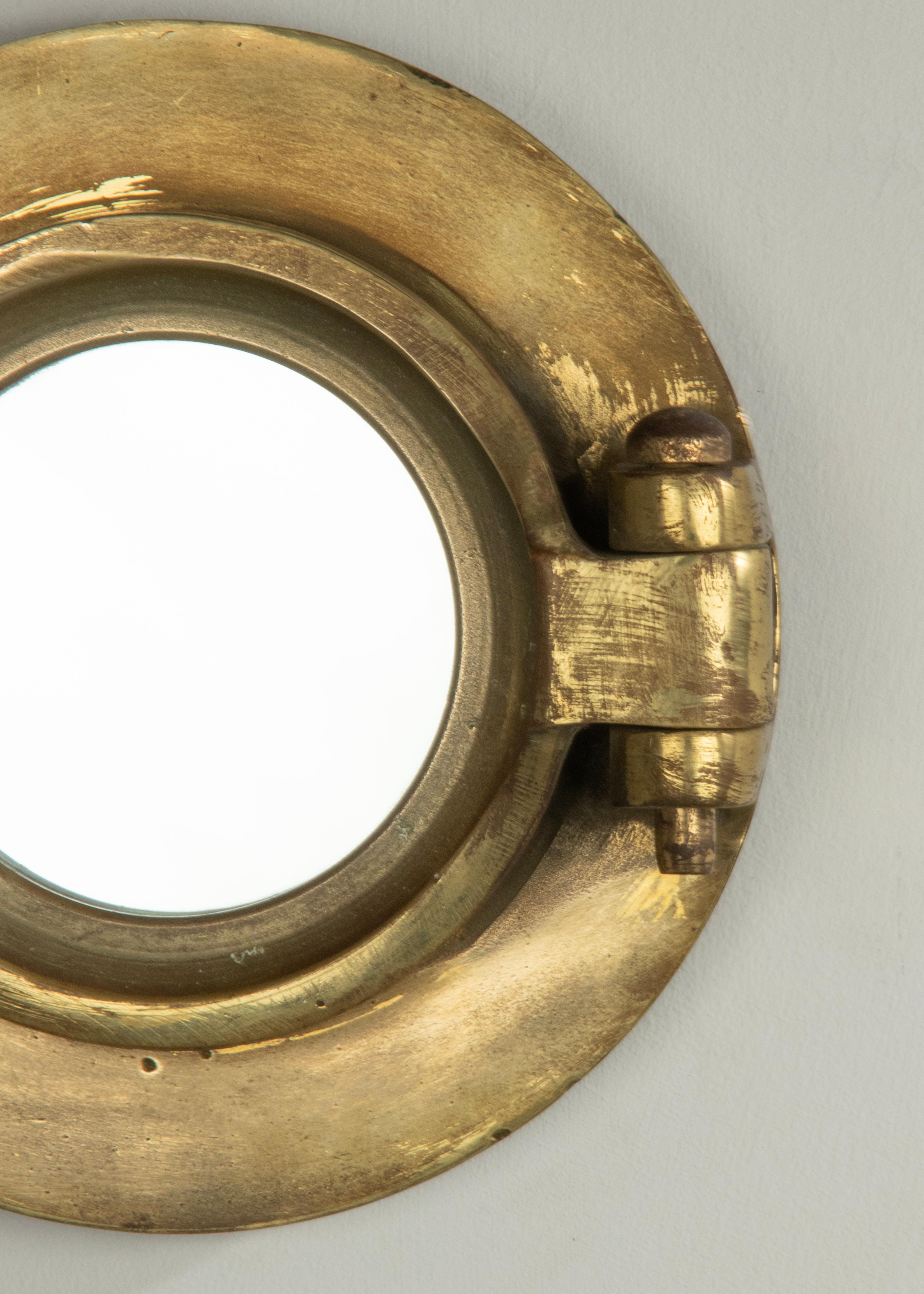 Early 20th Century Cast Brass Small Mirror Ship Porthole 13