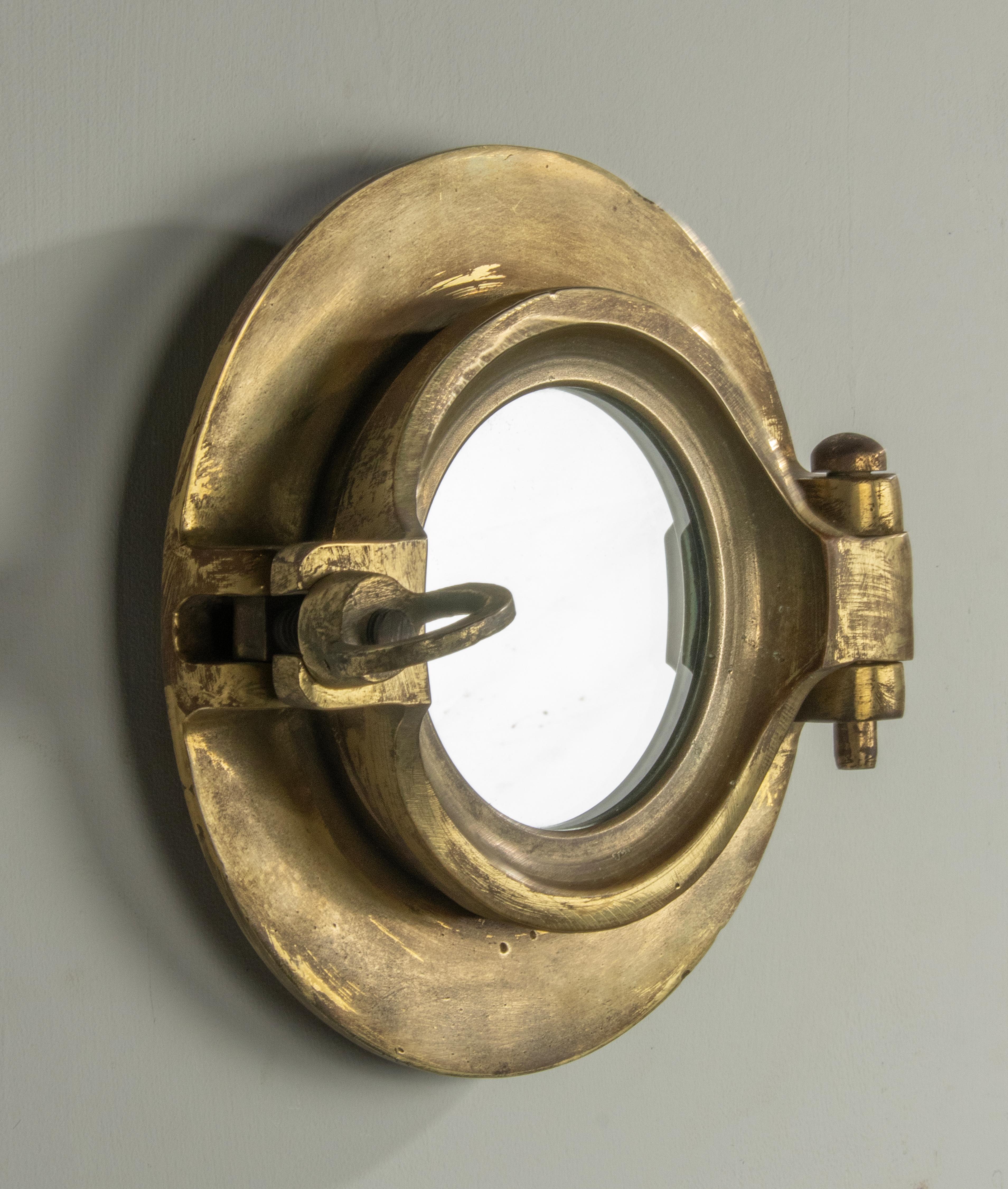 Early 20th Century Cast Brass Small Mirror Ship Porthole 2