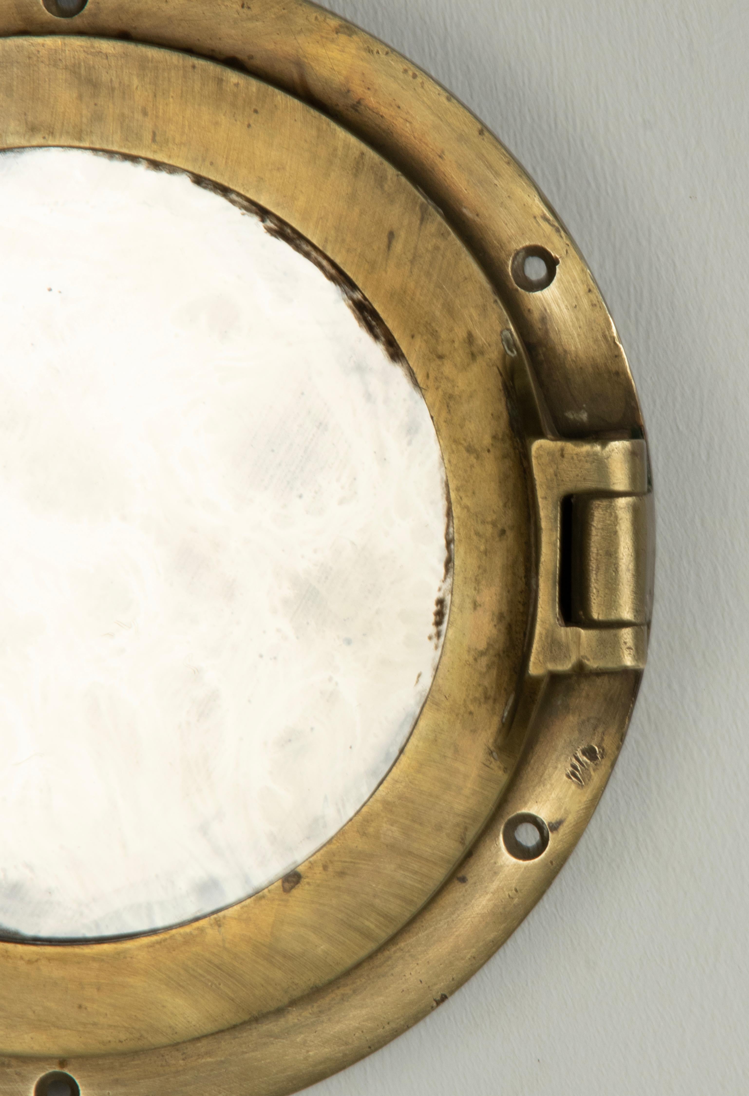 Early 20th Century Cast Brass Small Mirror Ship Porthole For Sale 1