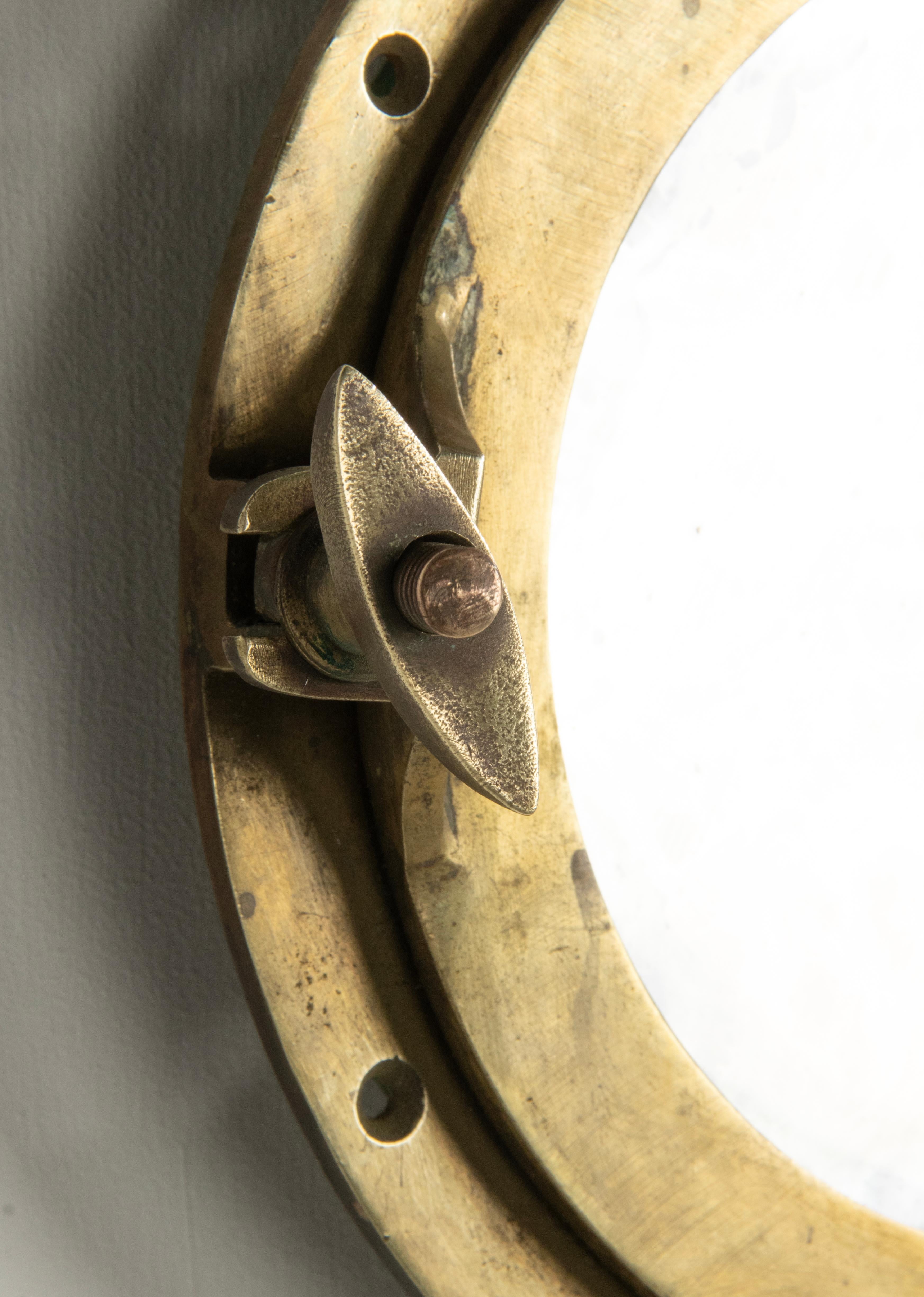 Early 20th Century Cast Brass Small Mirror Ship Porthole 2