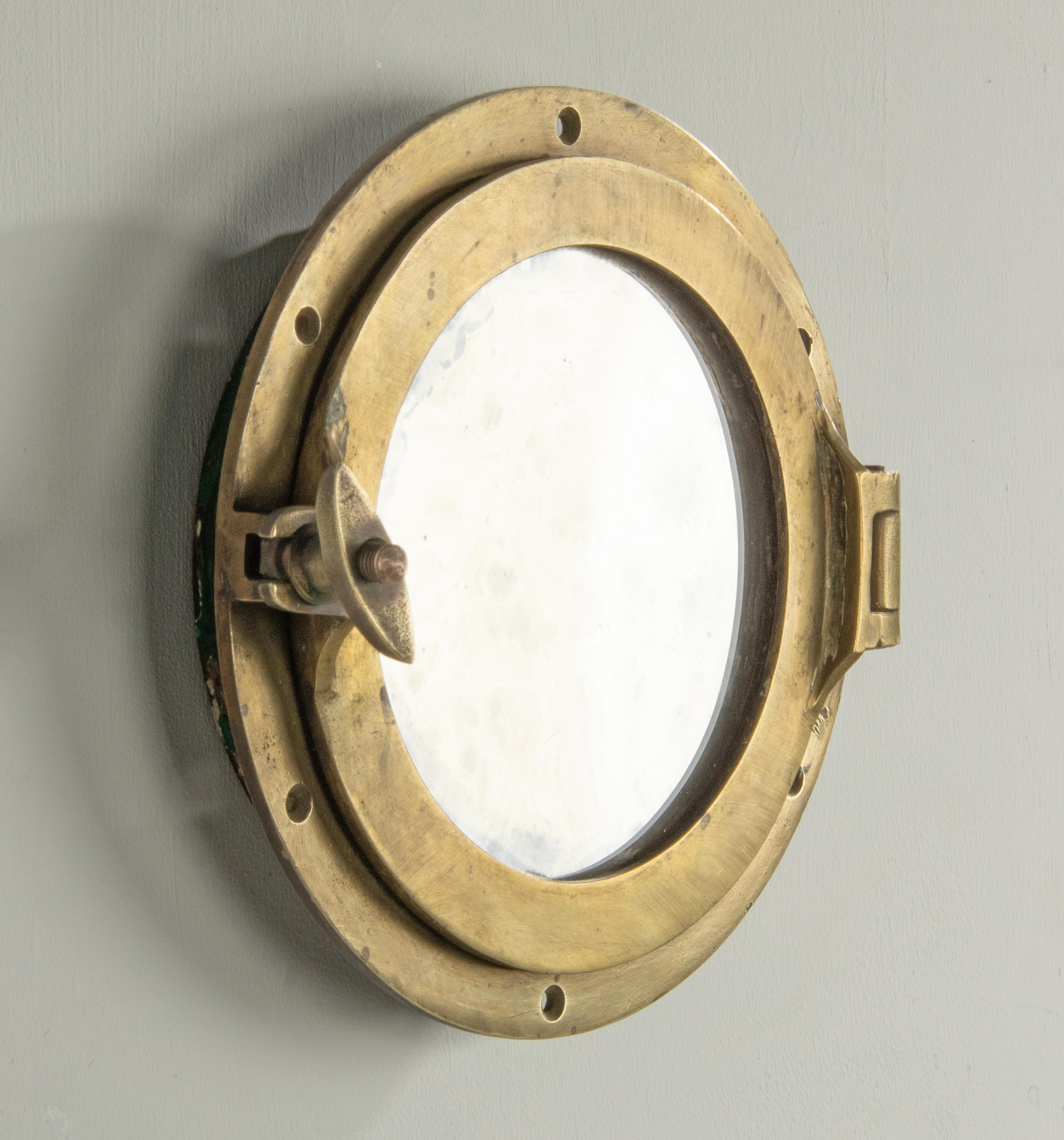 Early 20th Century Cast Brass Small Mirror Ship Porthole 3