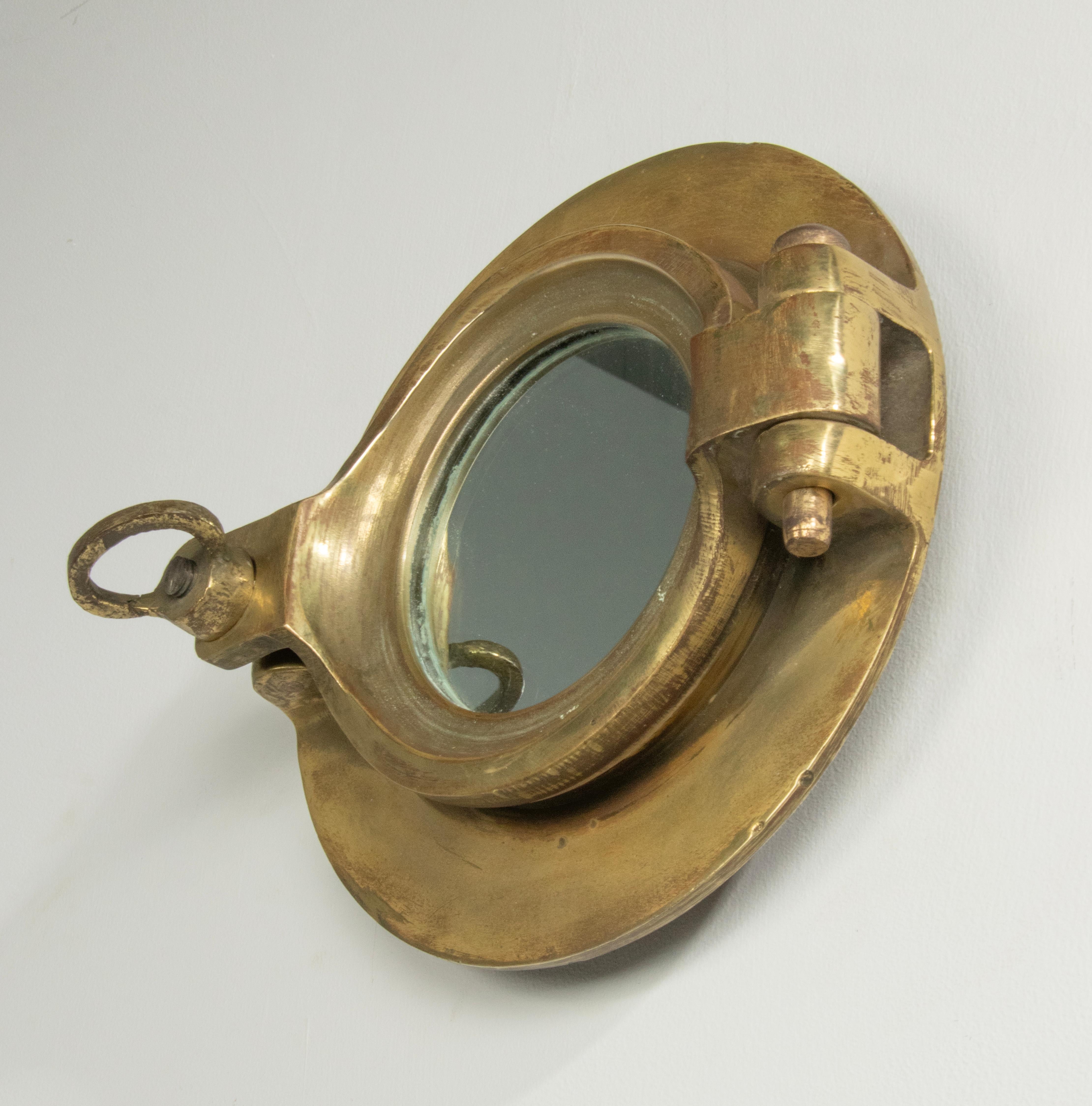 Early 20th Century Cast Brass Small Mirror Ship Porthole 5