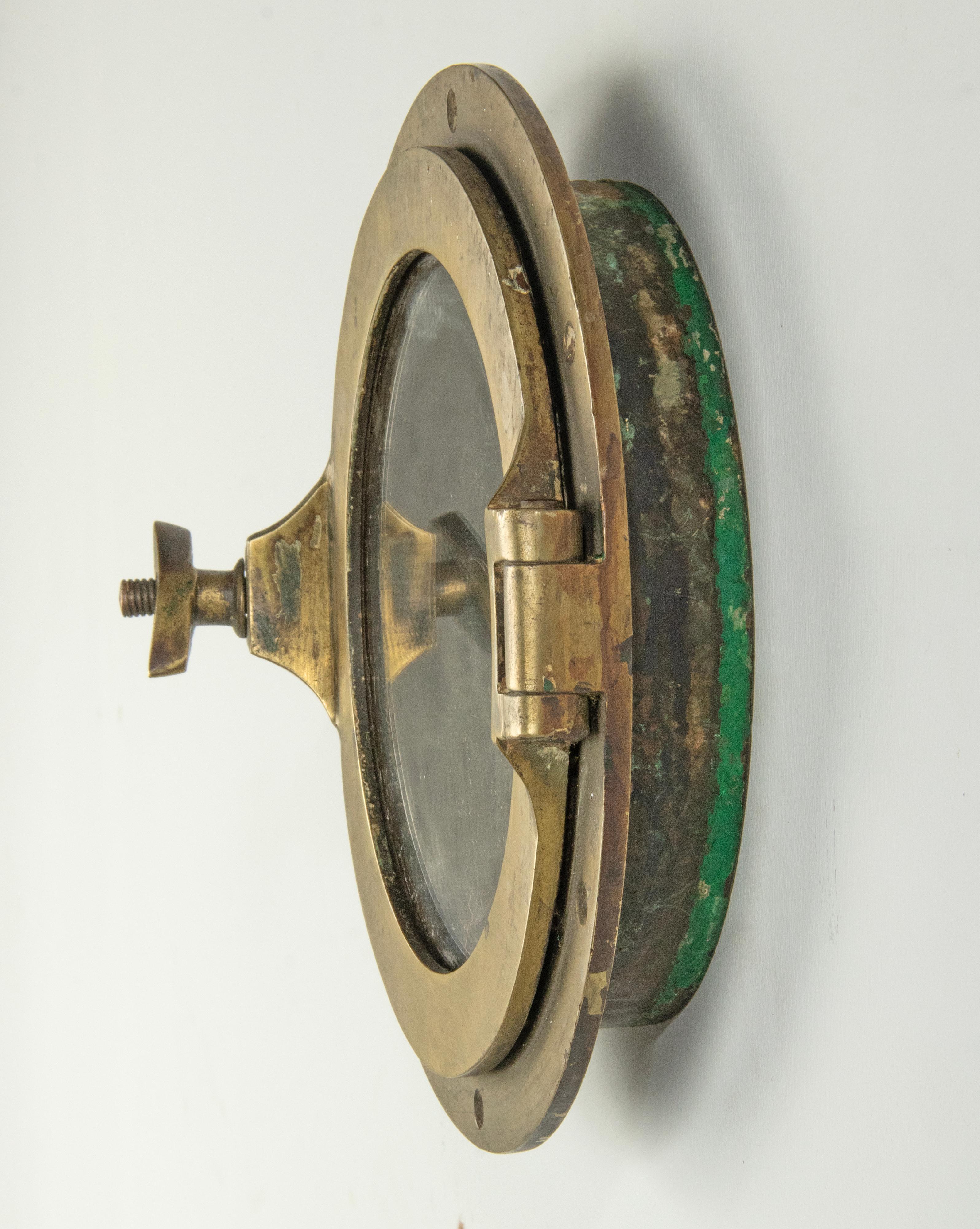 Early 20th Century Cast Brass Small Mirror Ship Porthole 4
