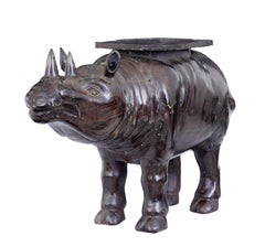 Early 20th Century Cast Bronze Rhino Occasional Table
