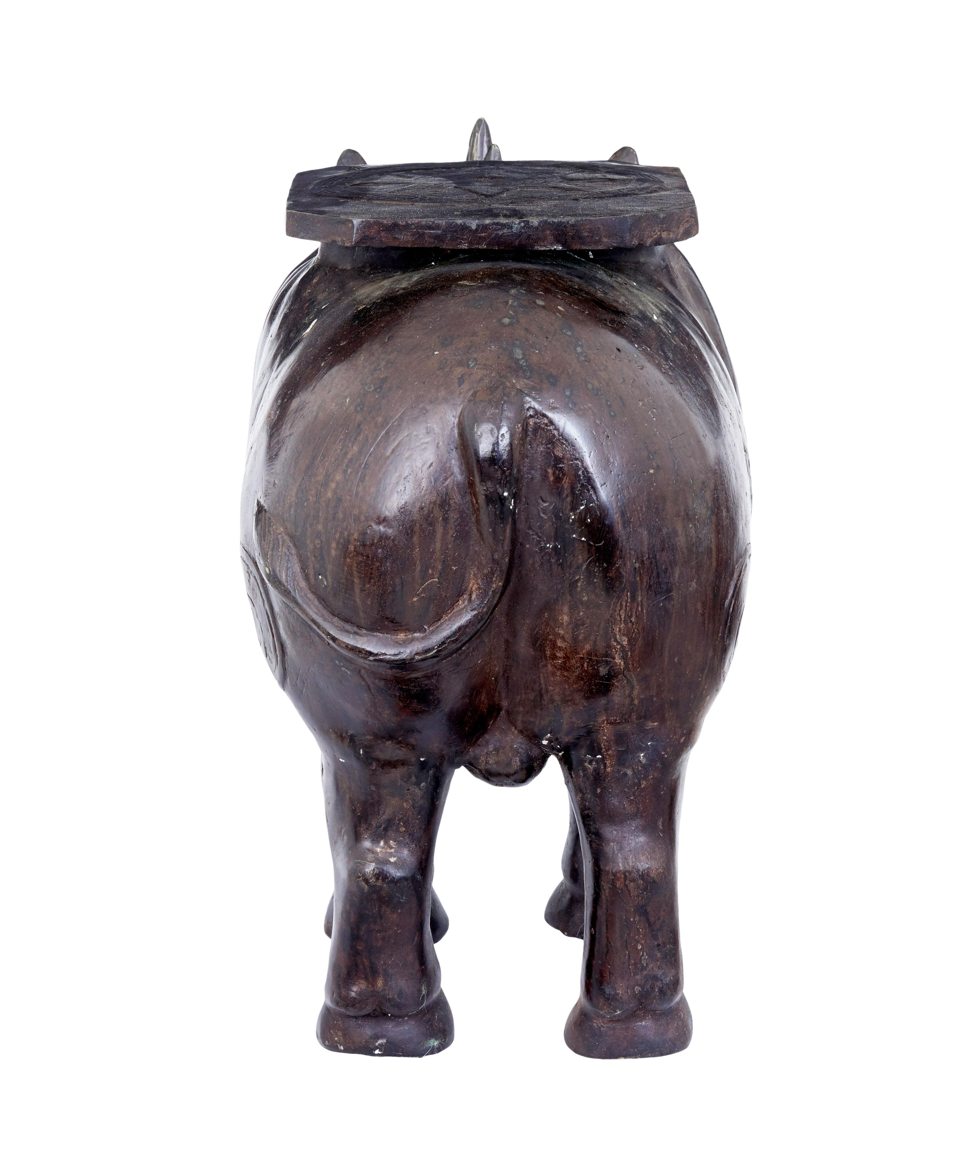 Early 20th Century Cast Bronze Rhino Occasional Table 1