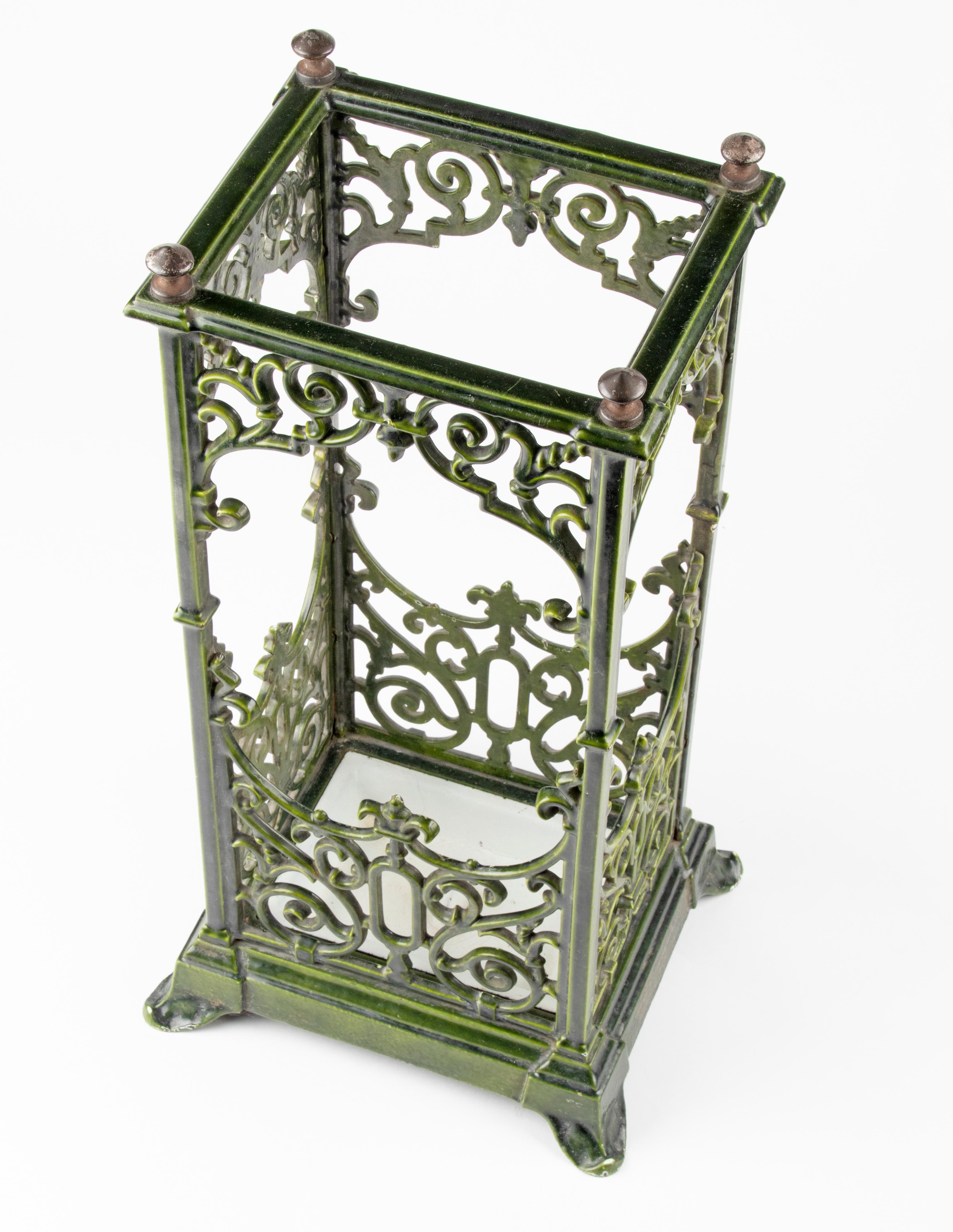 Early 20th Century Cast Enameled Iron Umbrella Stand For Sale 6