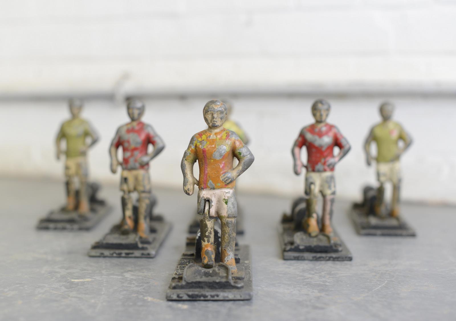 Early 20th century cast iron amusement arcade footballers

- Price is per piece
- Cast iron with Phosphor bronze kicking leg
- Original paint
- Originally used in the amusement arcade under Blackpool tower, we purchased them from the family who