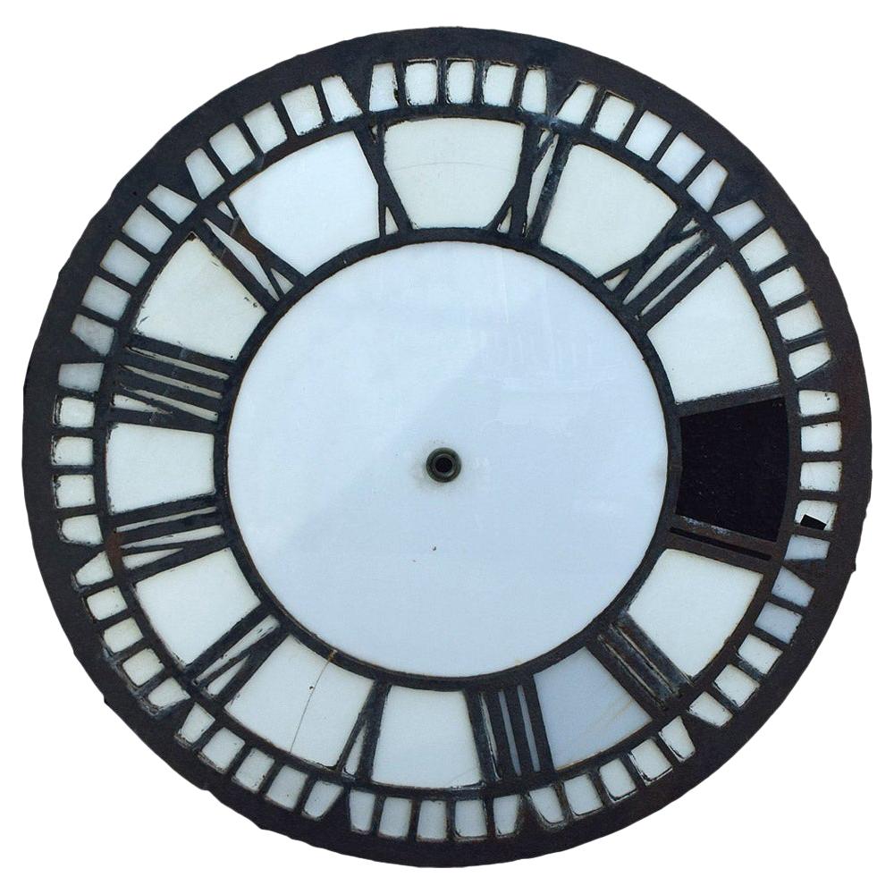 Early 20th Century Cast Iron and Glass English Church Clock Face